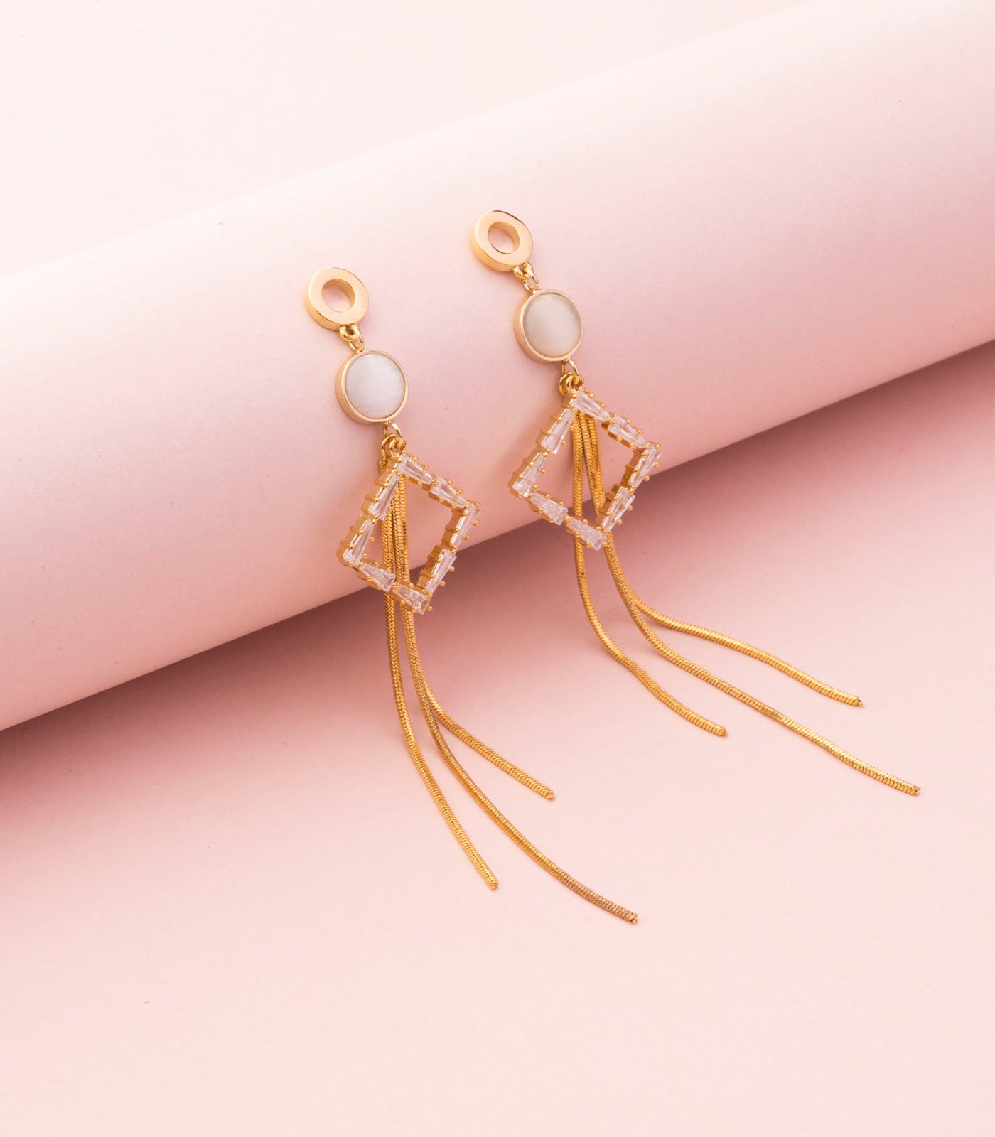 Sparkling cube earrings (Brass)