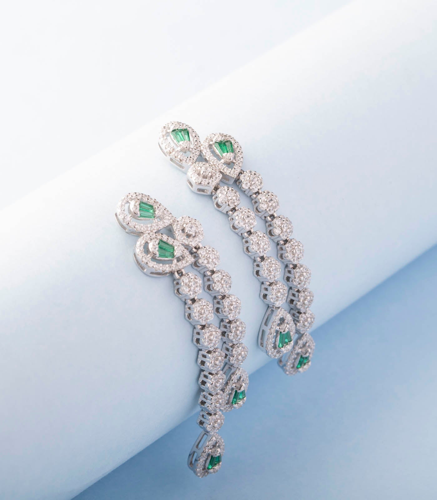 Winter Bloom Earrings-Green (Silver)