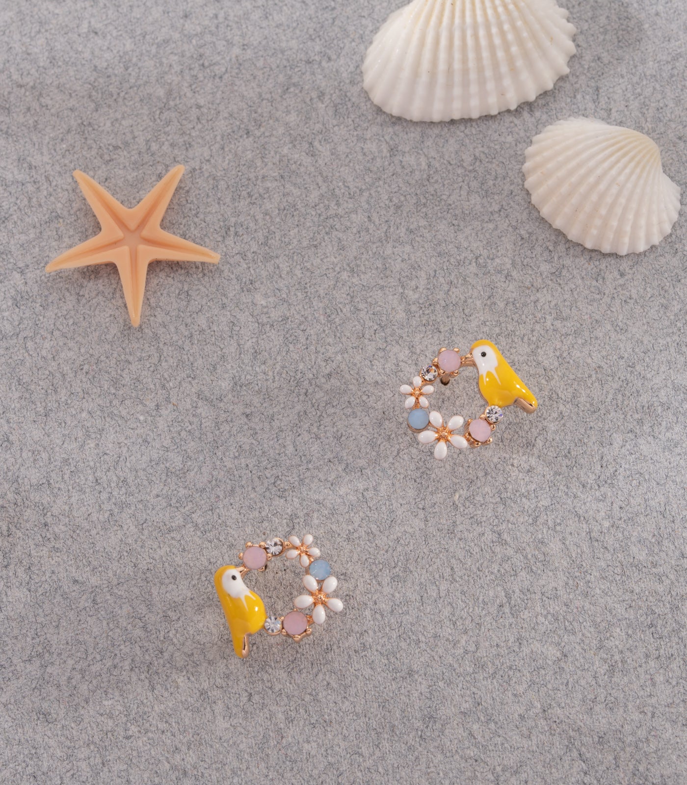 Yellow Birdie Earrings (Brass)