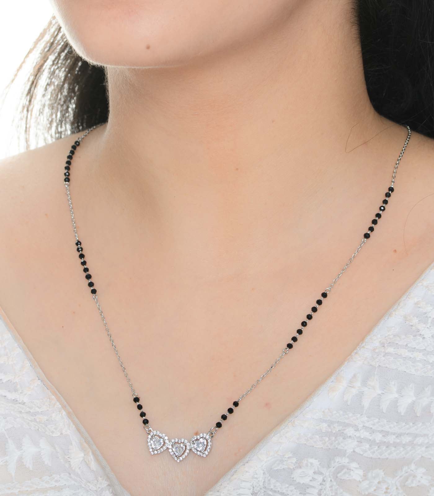 Three Heart Mangalsutra (Silver)