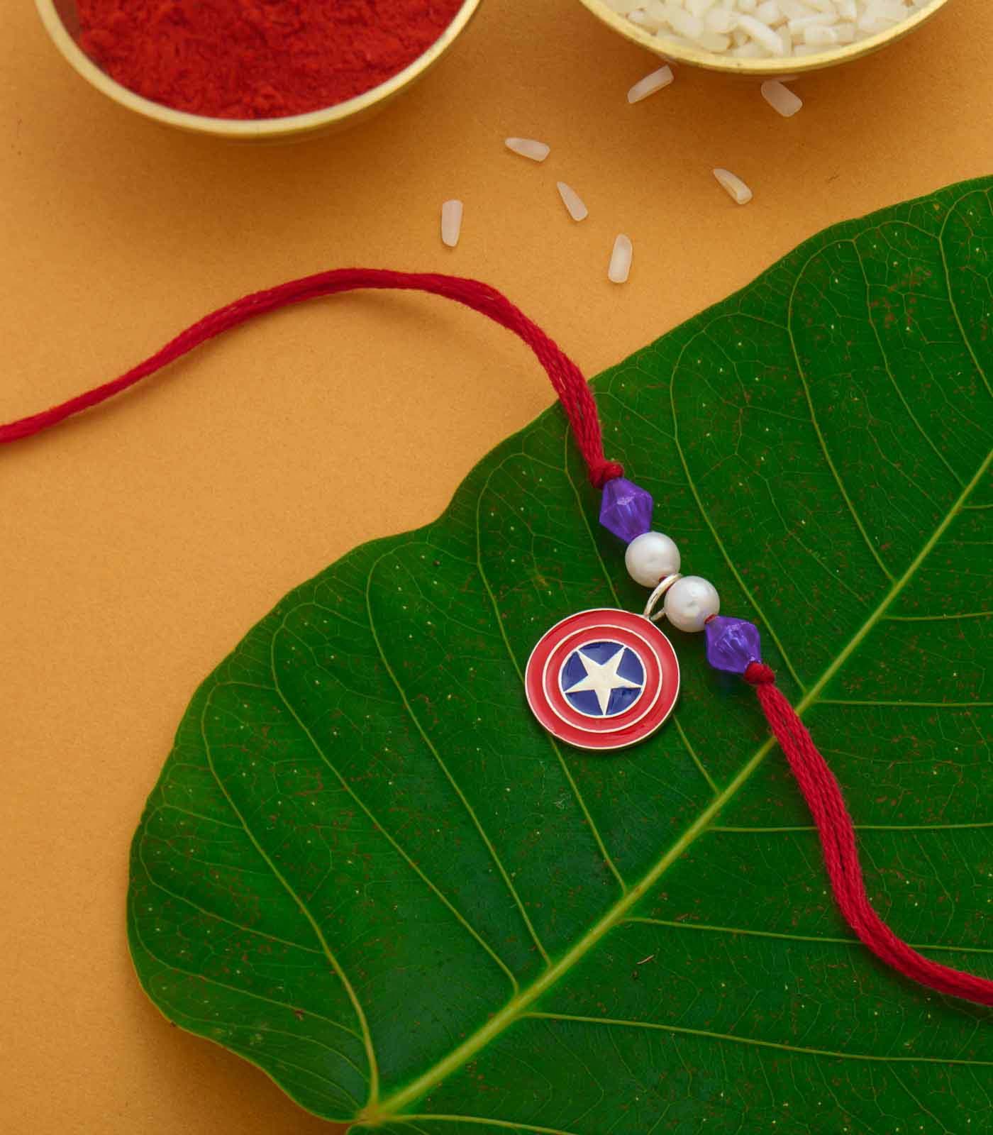 Silver Captain America Shield Rakhi
