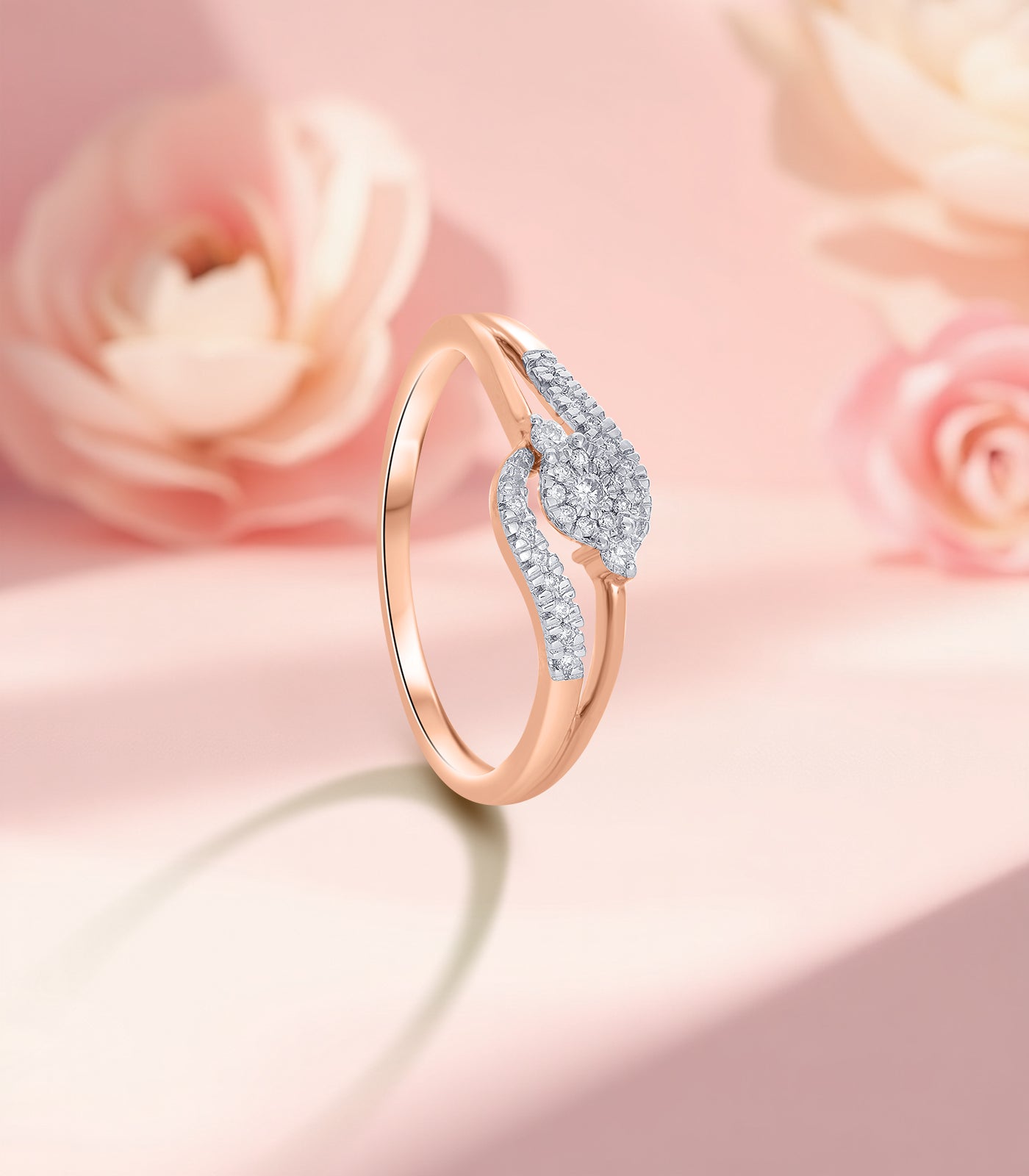 Diamond Leaf Shaped Ring