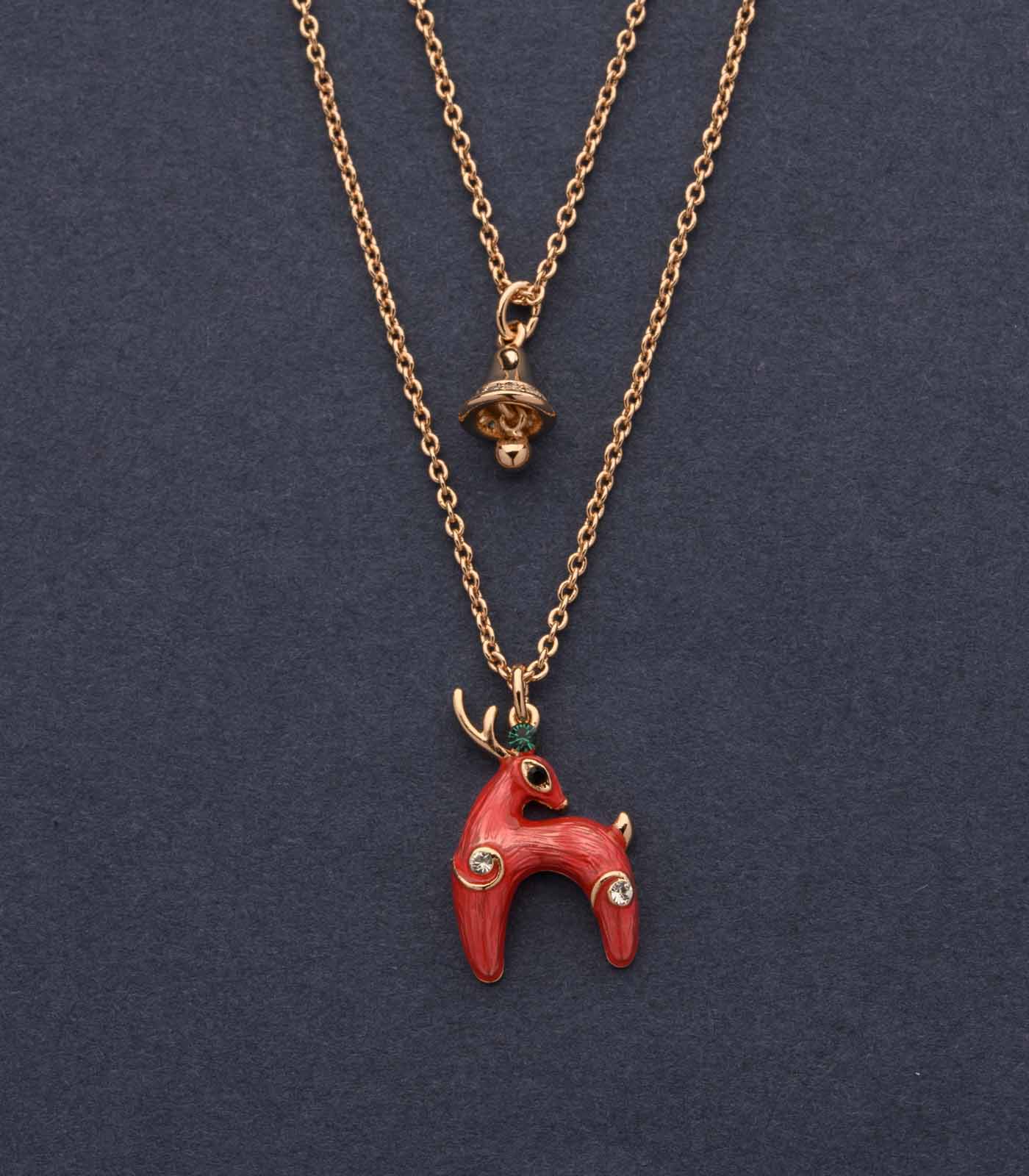 Adorable Reindeer Of Christmas Eve Necklace (Brass)