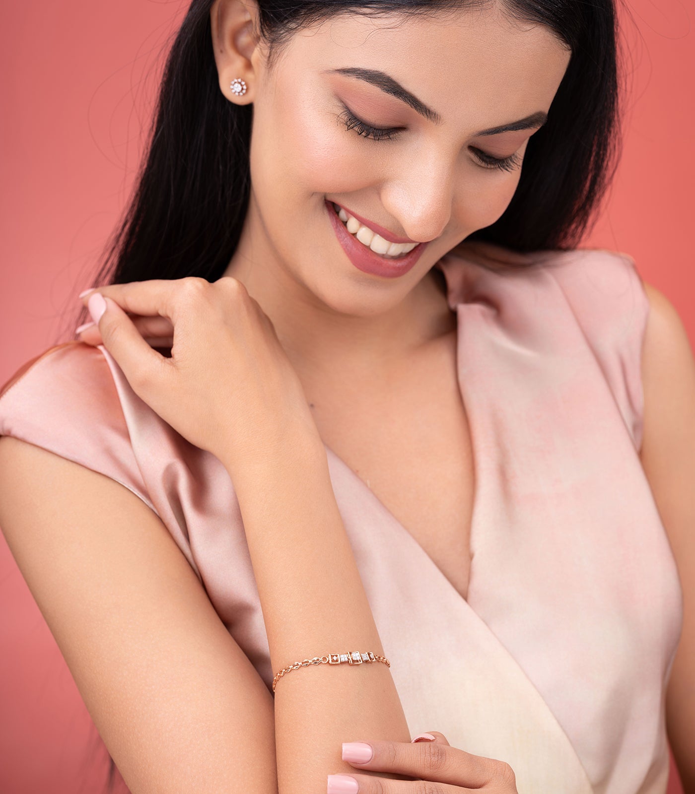 Diamond Stream Of Square Bracelet