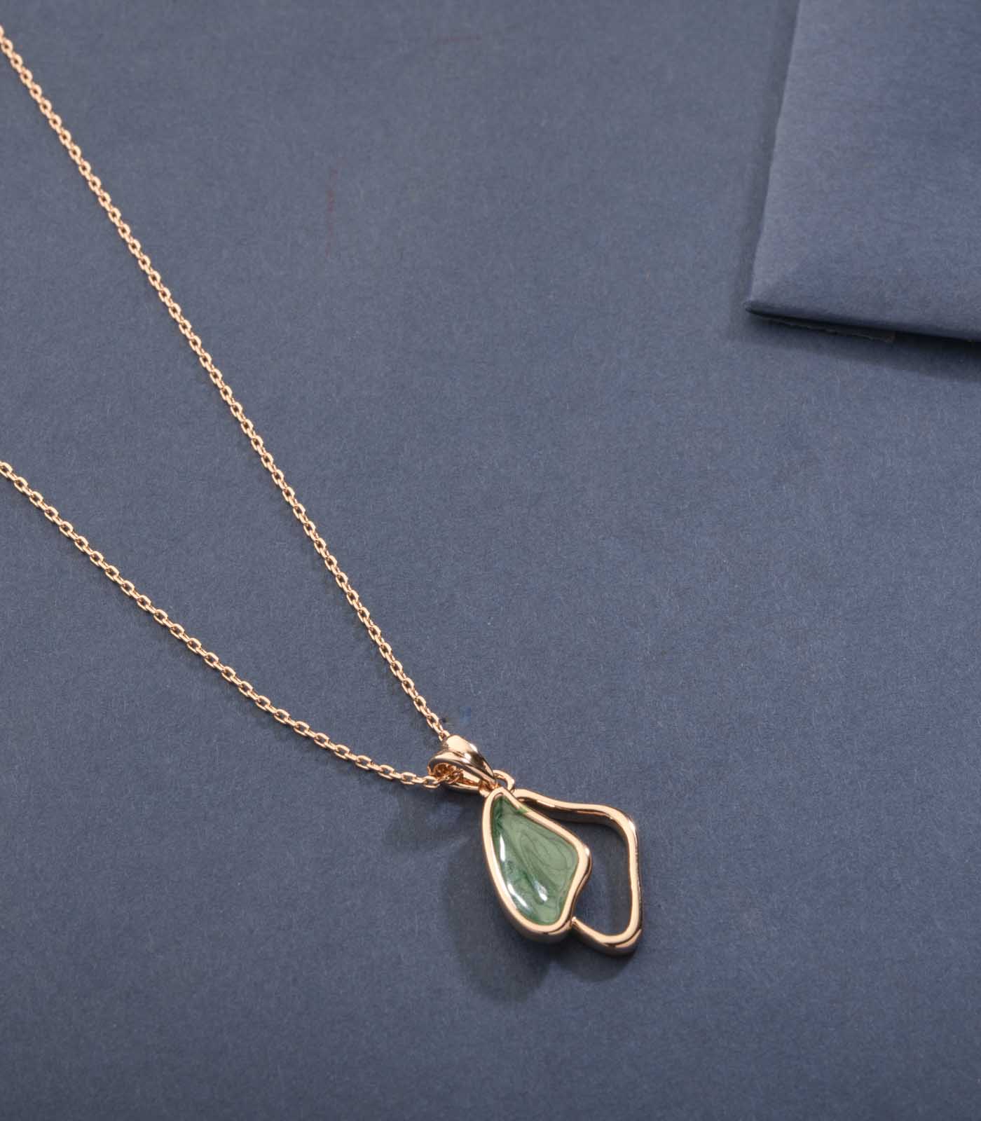 Beautiful Trail Of The Green Gemstone Necklace (Brass)