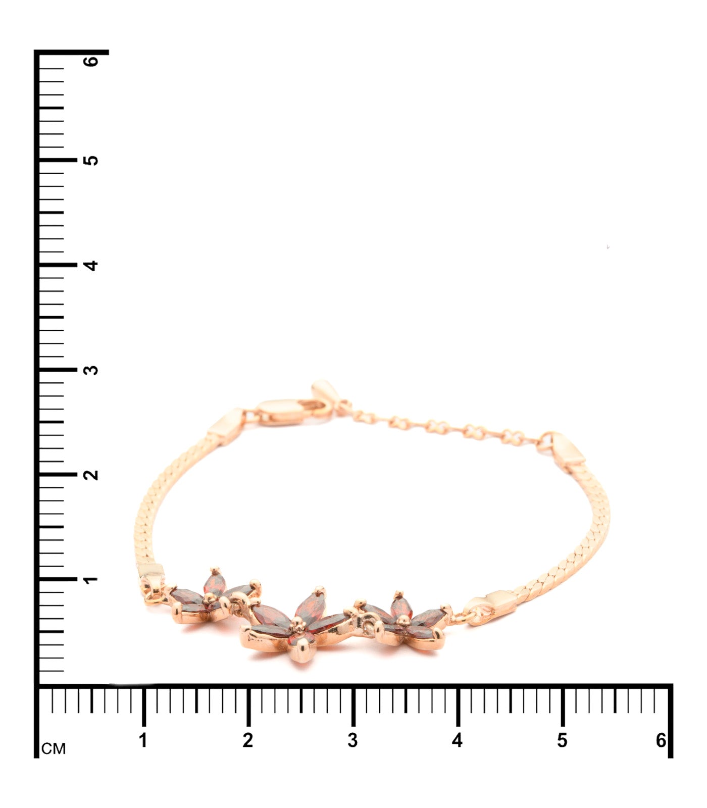 Bejewelled Brass Strings Of Red Flowers Bracelet (Brass)