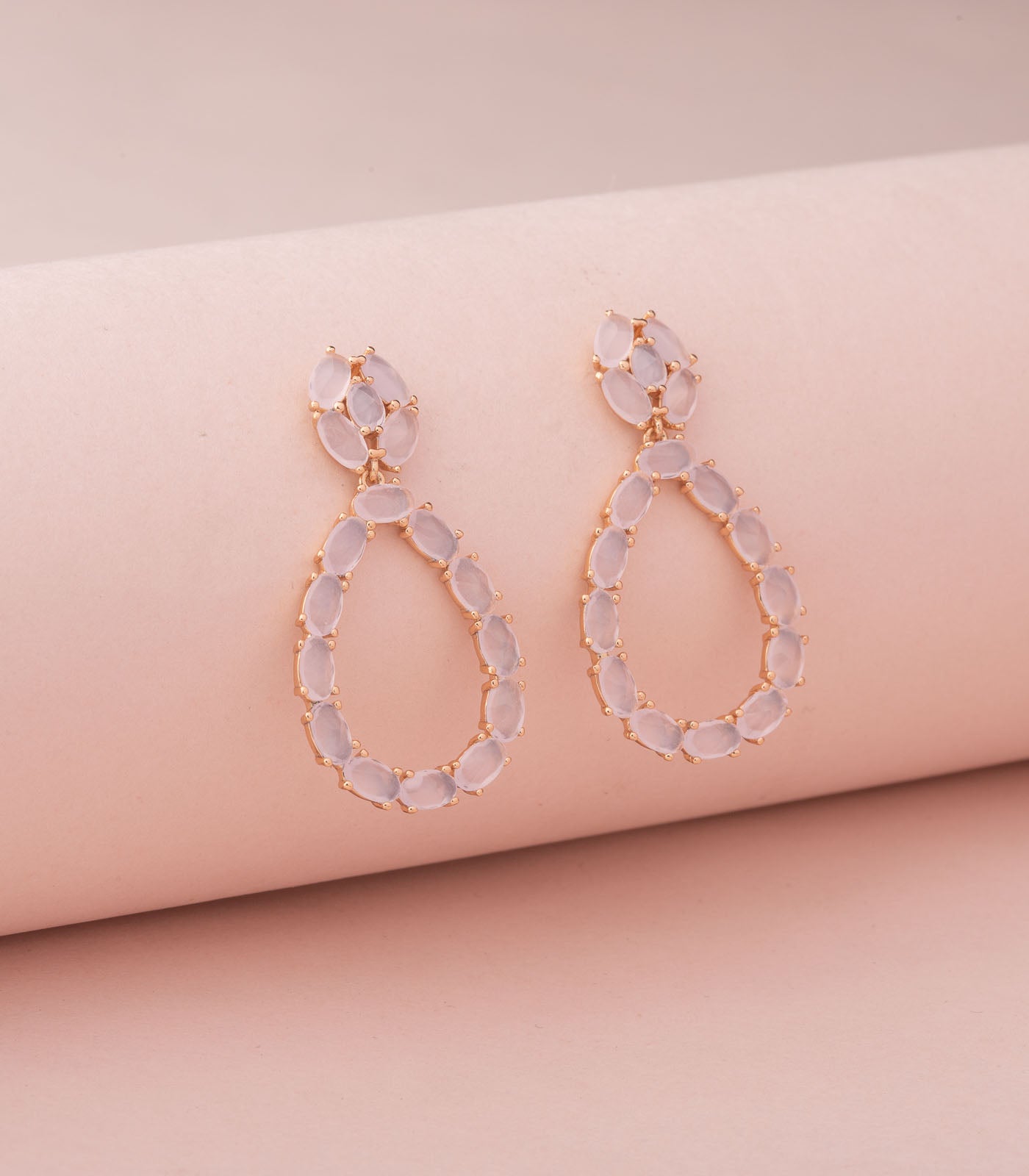Bright Classy Pink Drop Earrings (Brass)