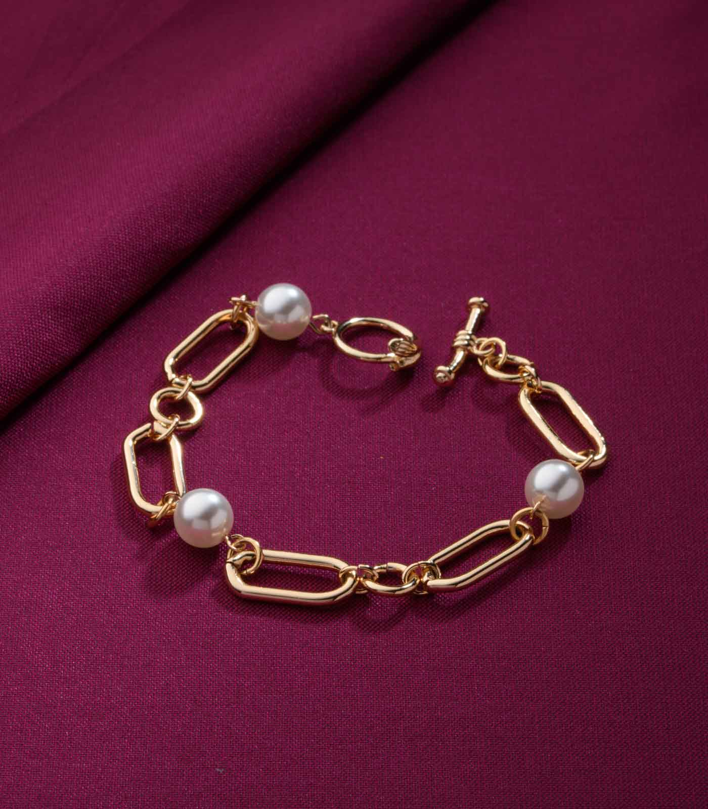 Pearl Chain Bracelet (Brass)