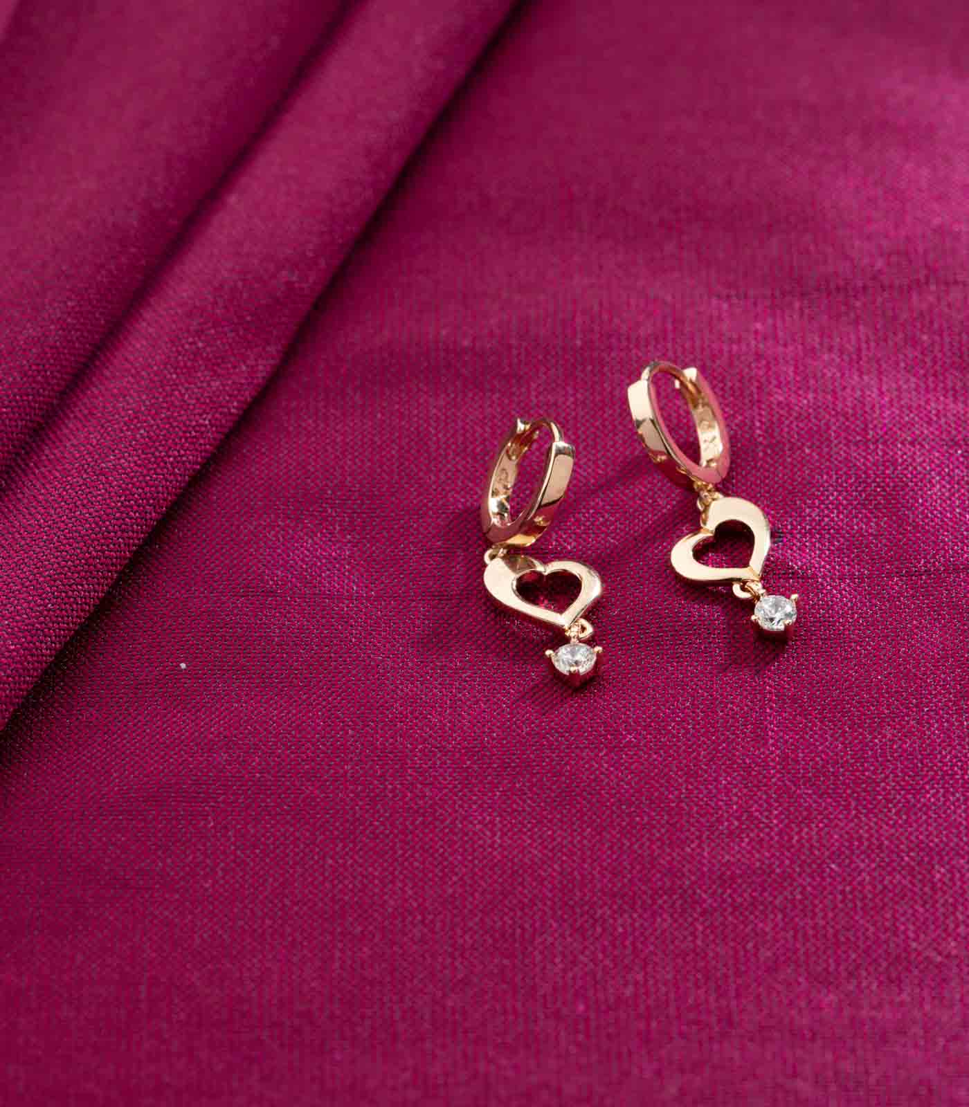 Dangling Heart Earrings (Brass)
