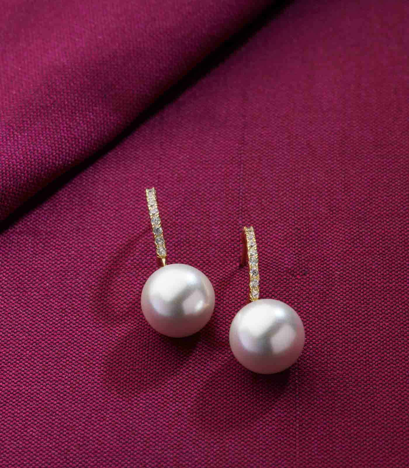 Pearl Drop Earrings (Brass)