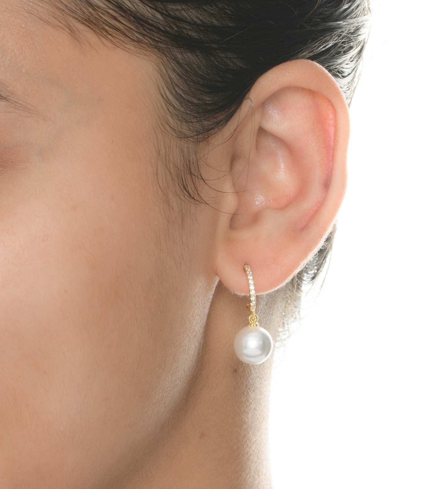 Pearl Drop Earrings (Brass)