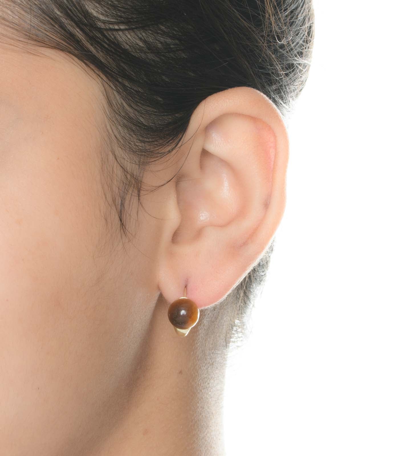 Brown Sphere Ear Rings (Brass)