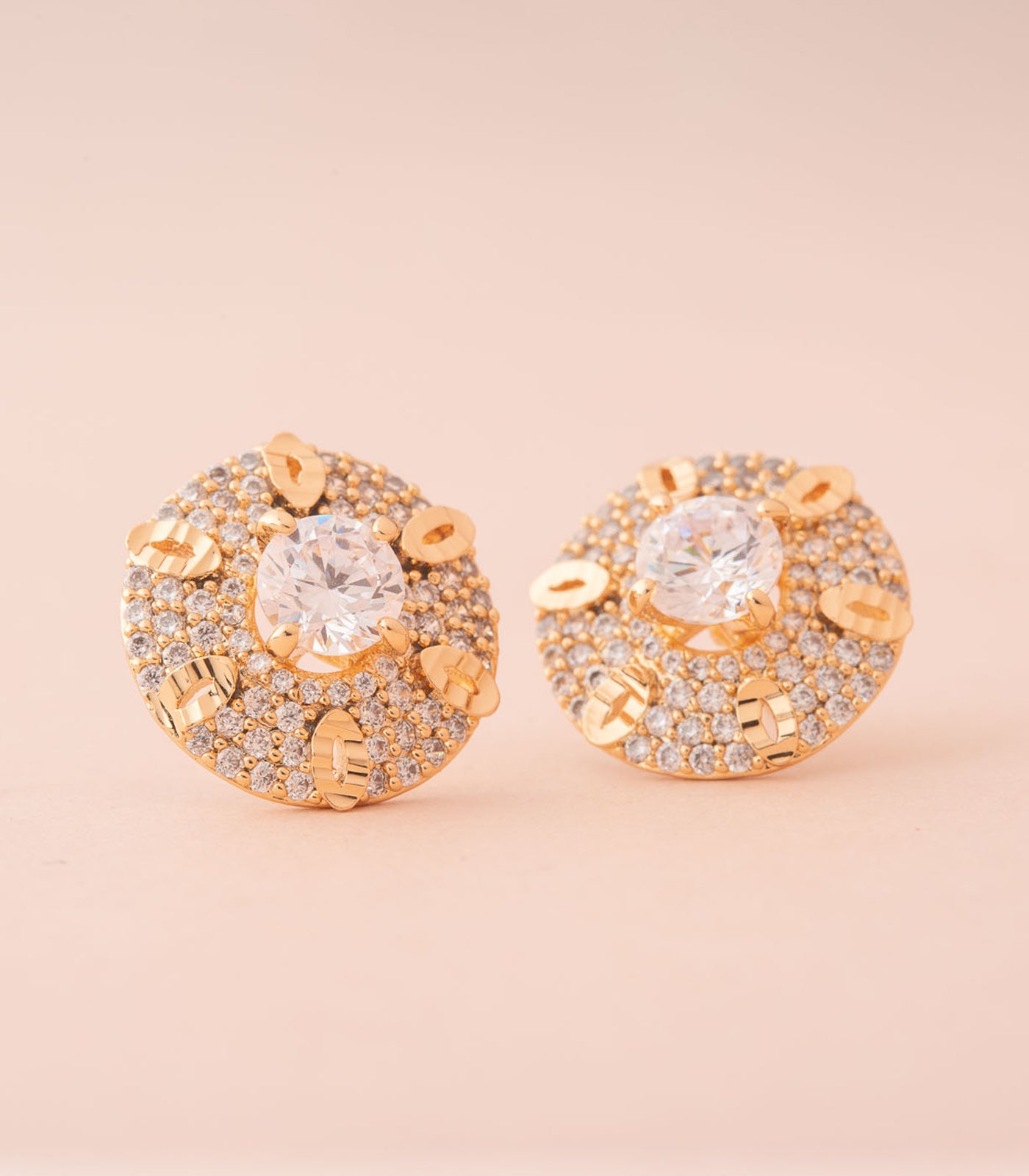 Little Shimmery Studs - Golden Color Earrings (Brass)