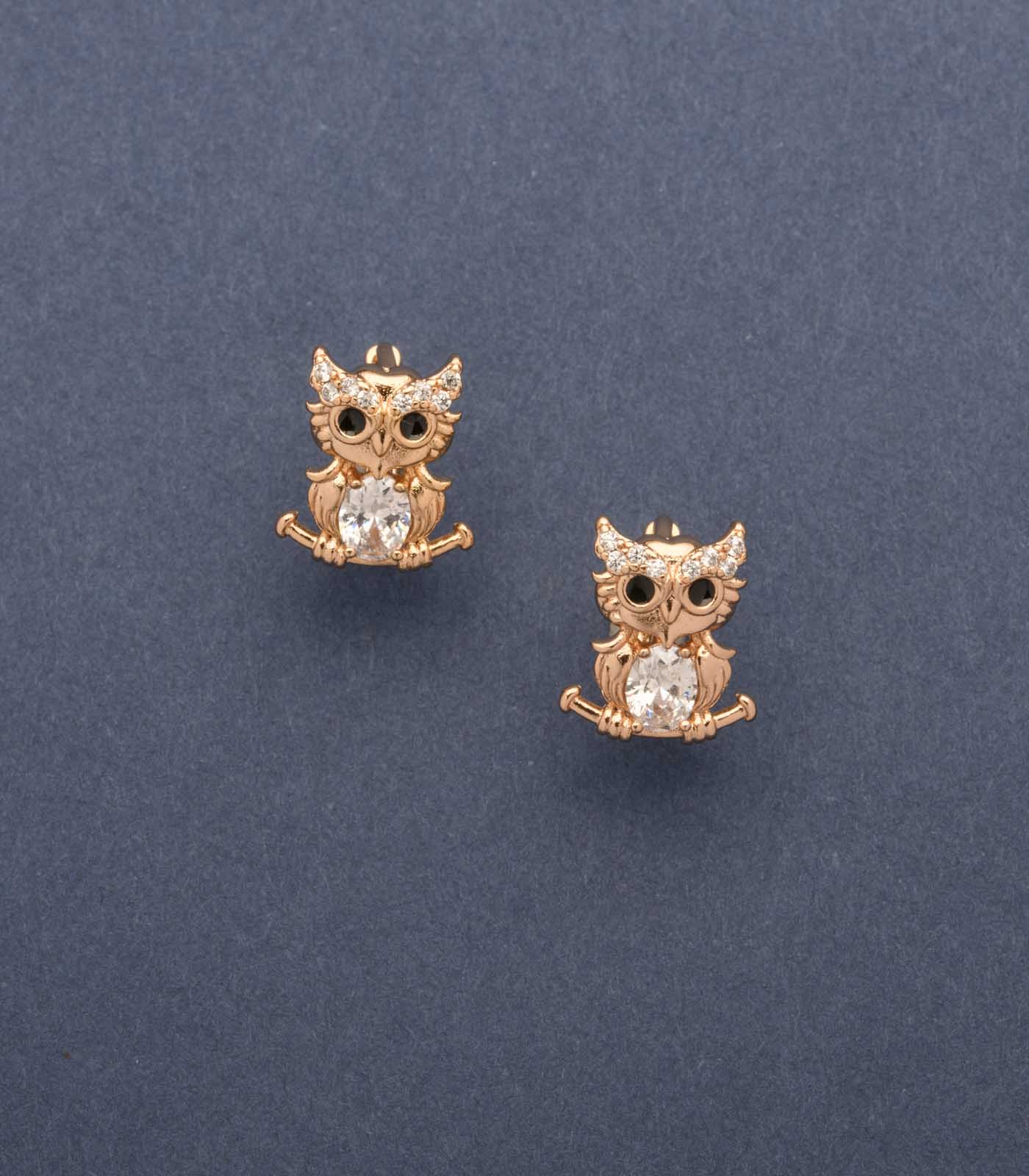 Classic Handmade Shiny Brass Owls Earrings (Brass)