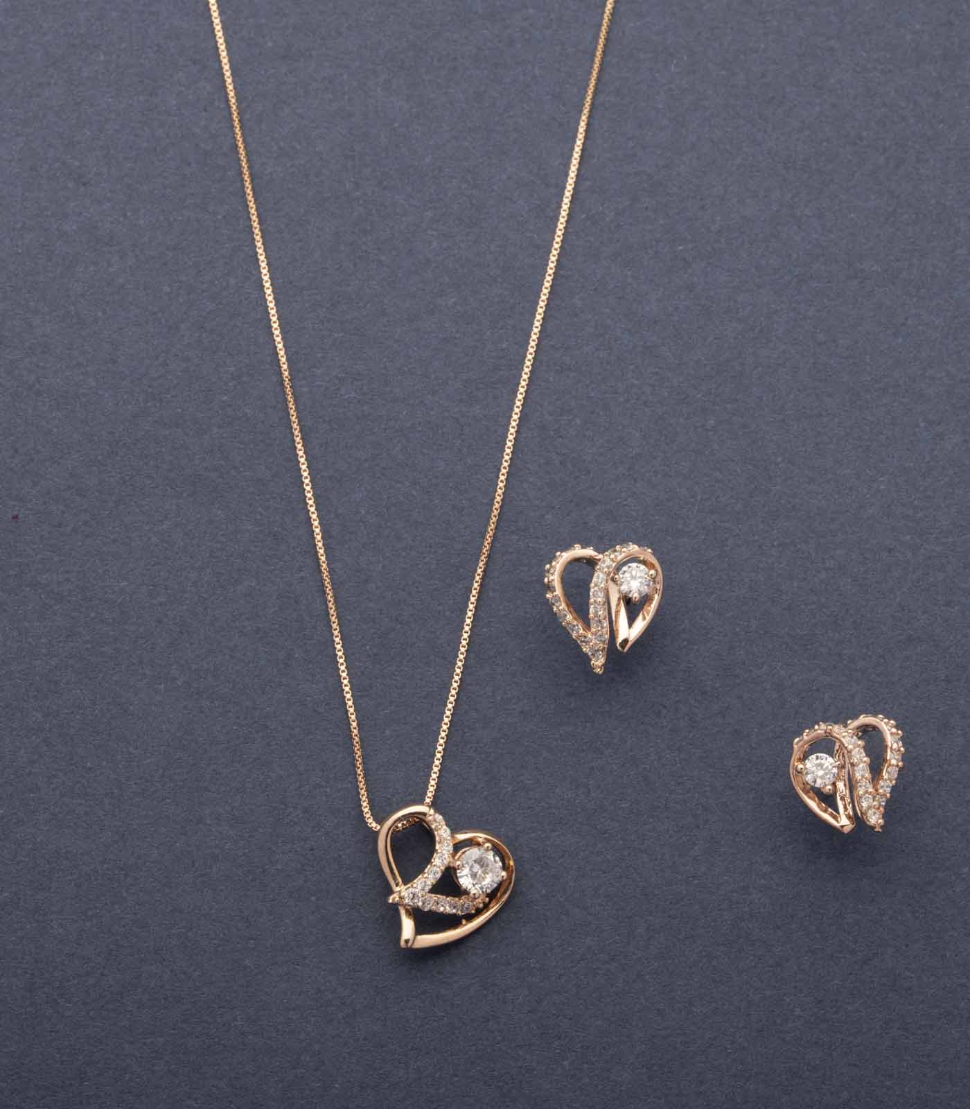 Clever Heart Necklace Set (Brass)