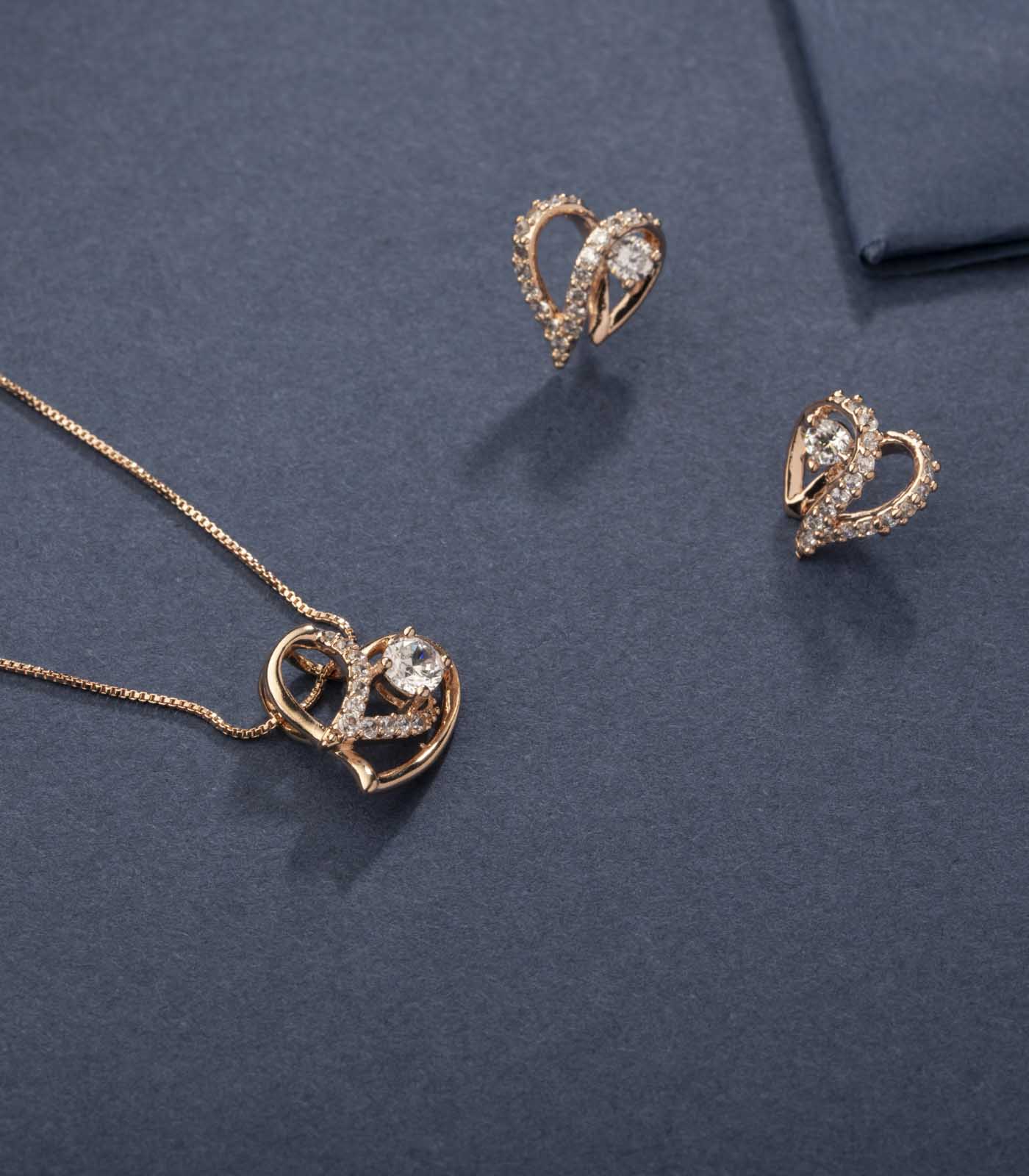 Clever Heart Necklace Set (Brass)