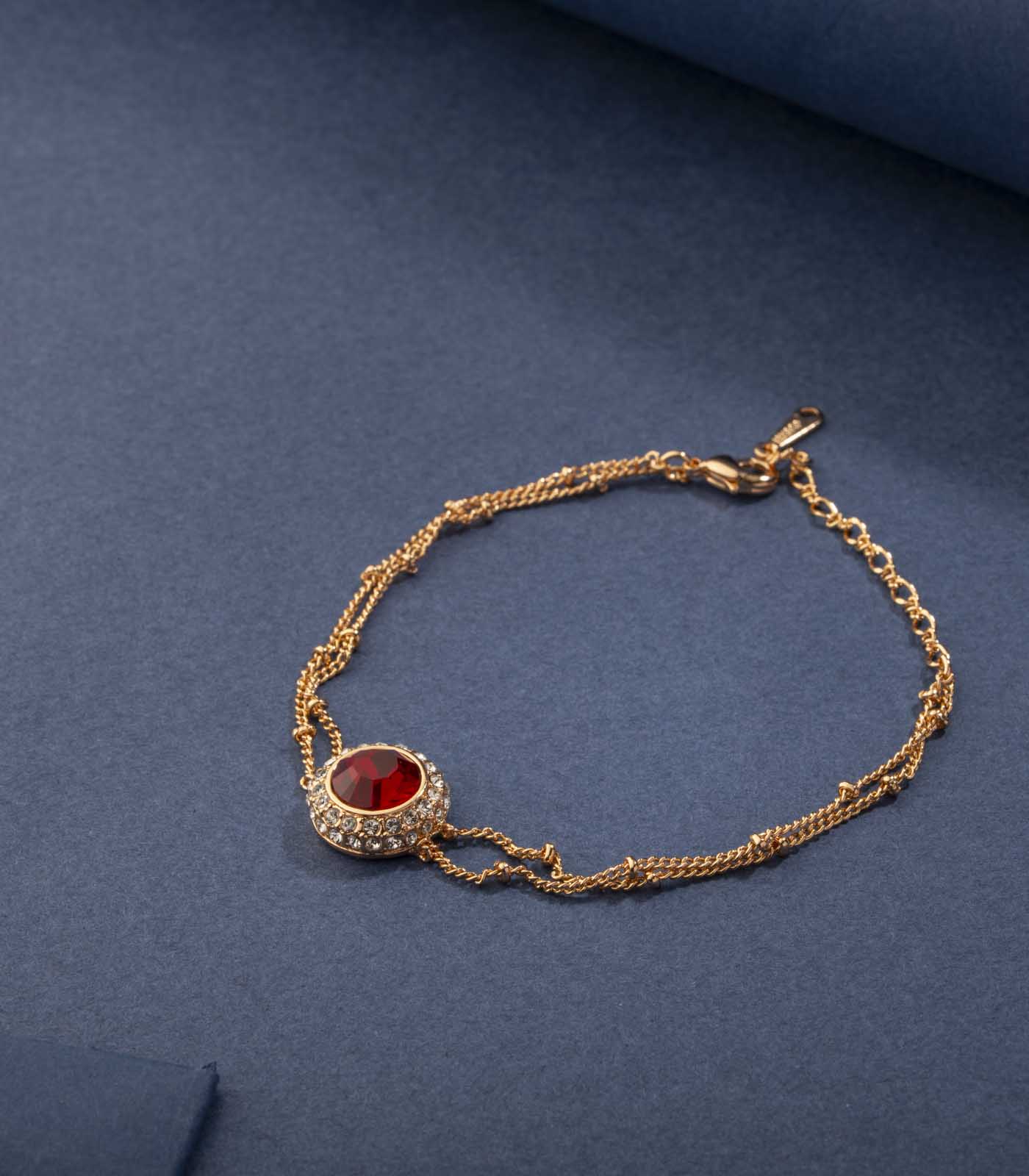 Crystal Ruby Red Bracelet (Brass)