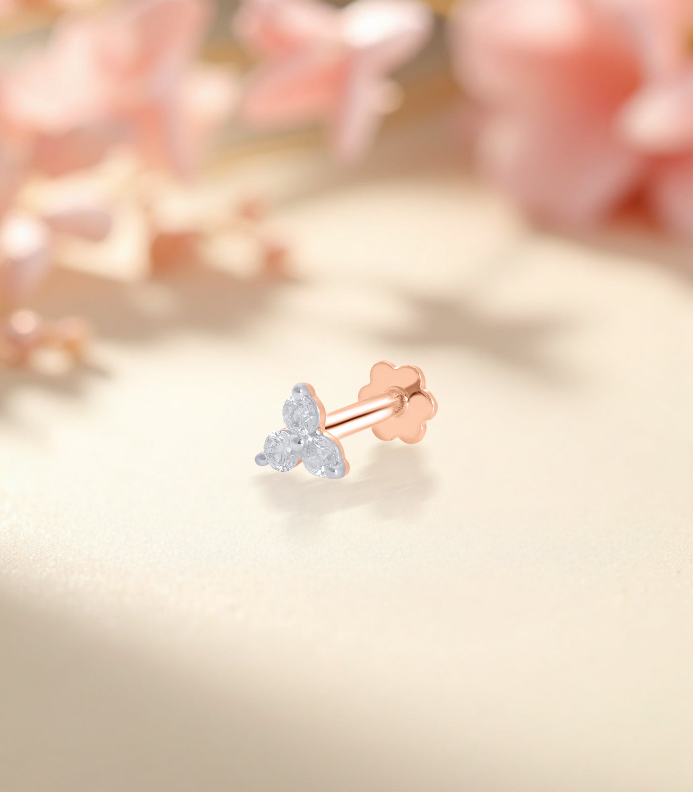 Diamond Triple Orb Nosepin (Screw)