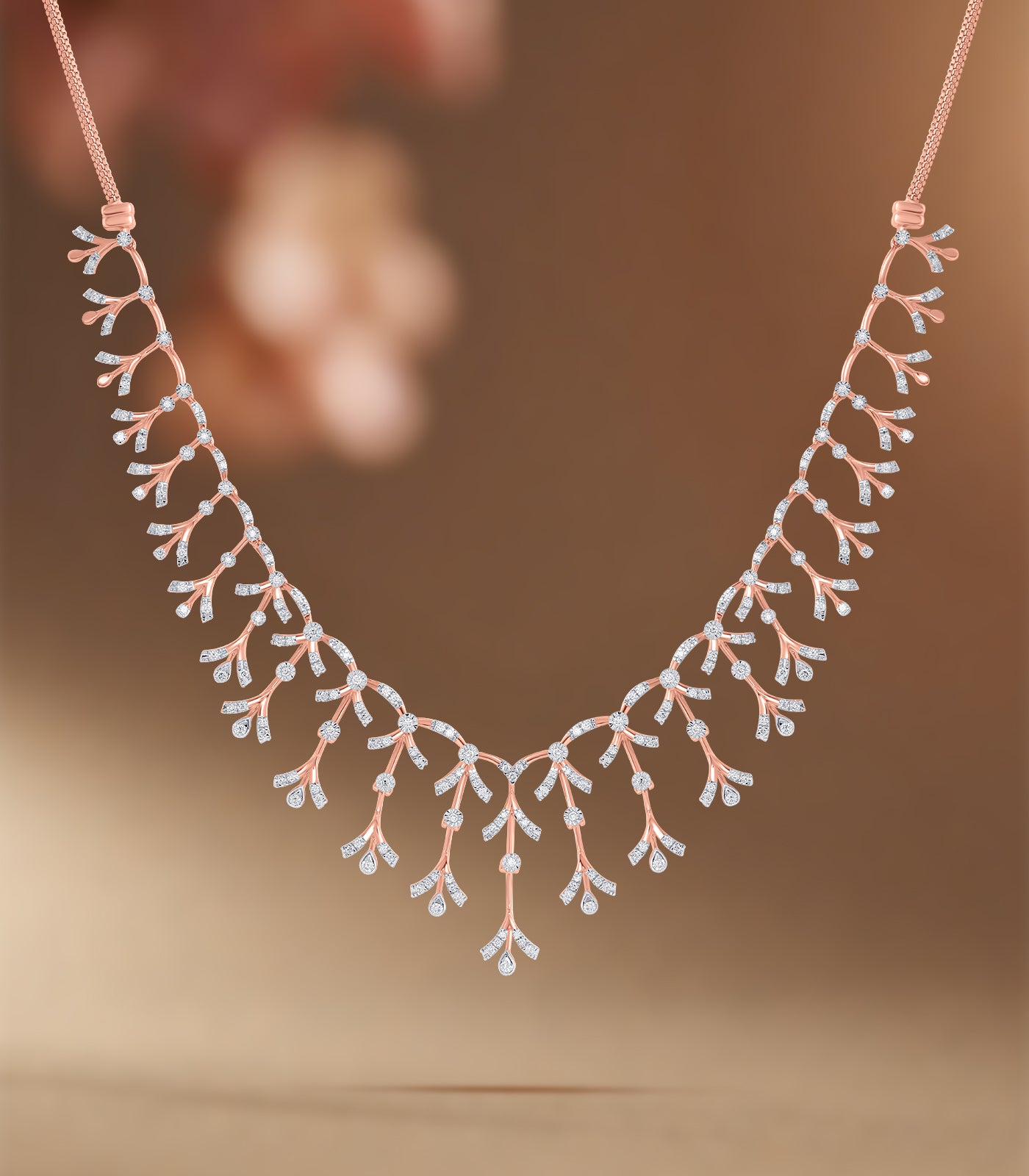 Diamond Garland Of Leaves Necklace Set