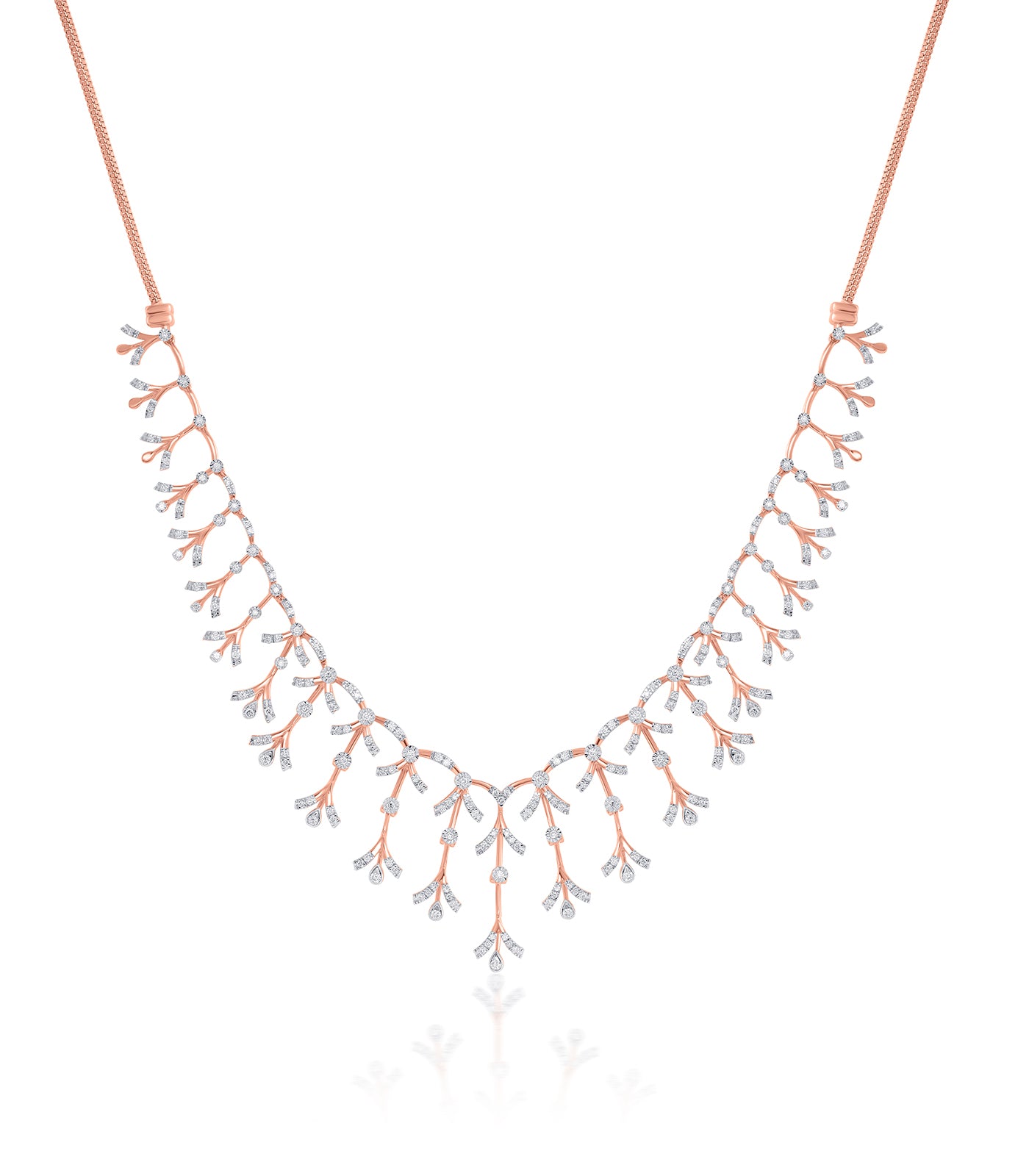 Diamond Garland Of Leaves Necklace Set