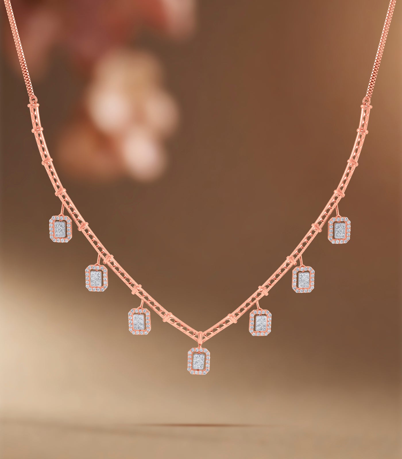 Diamond Stream Of Squares Necklace
