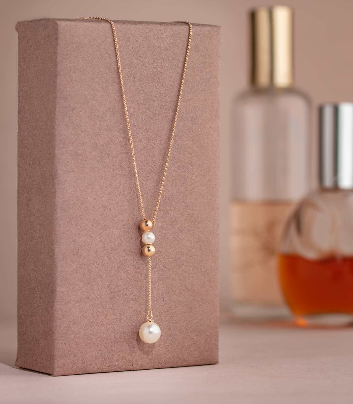 Dainty Pearl Neckpiece- Golden Color Pendant (Brass)