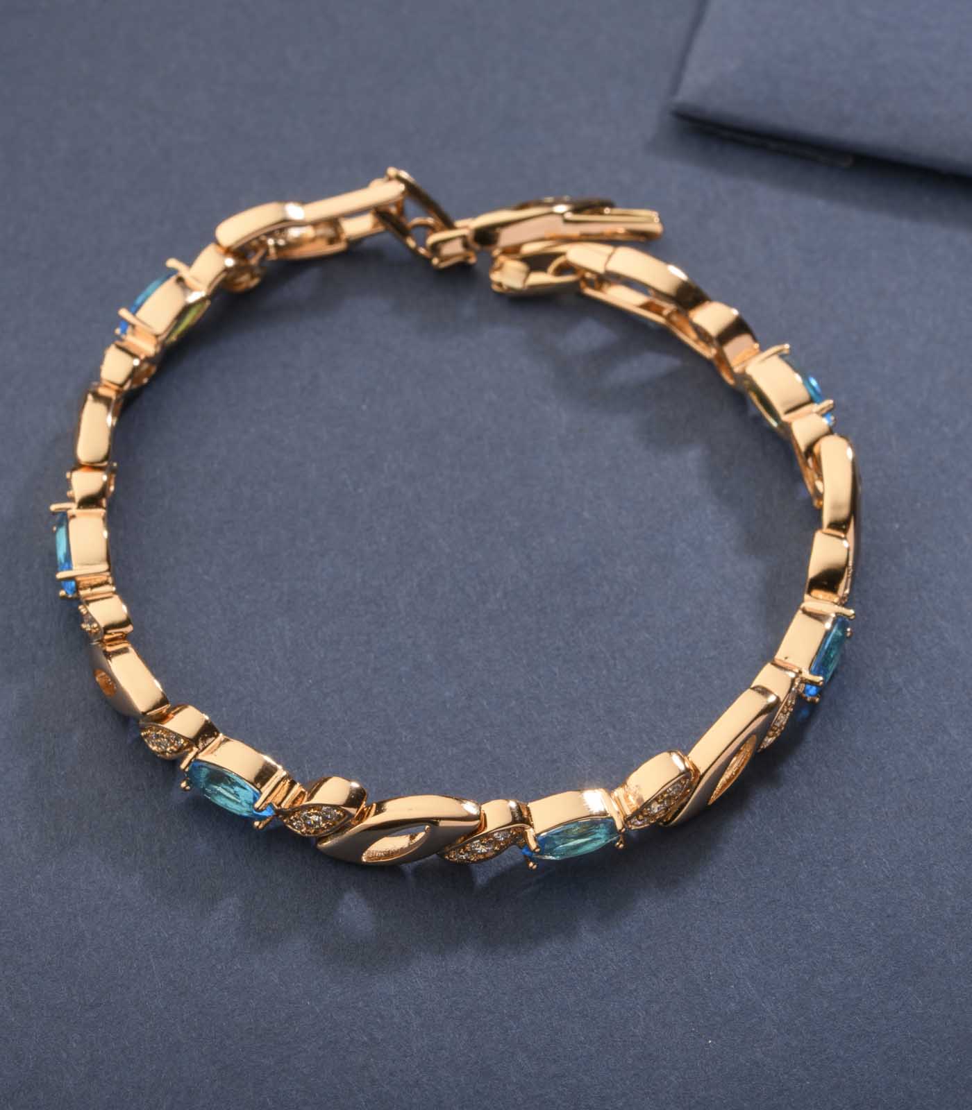 Dazzling Blue Gemstone Bracelet (Brass)