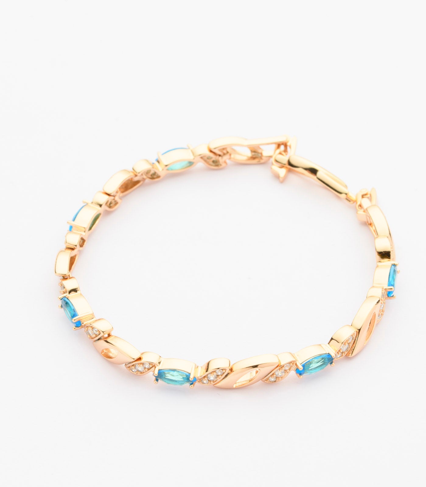 Dazzling Blue Gemstone Bracelet (Brass)