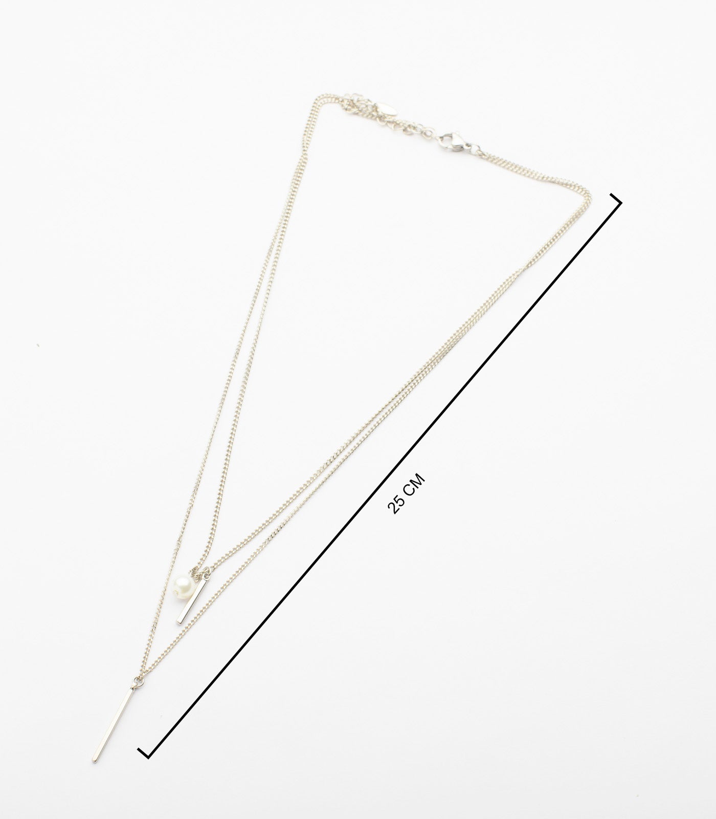Dazzling Shower Of Silver Rods And Pearls Necklace (Brass)