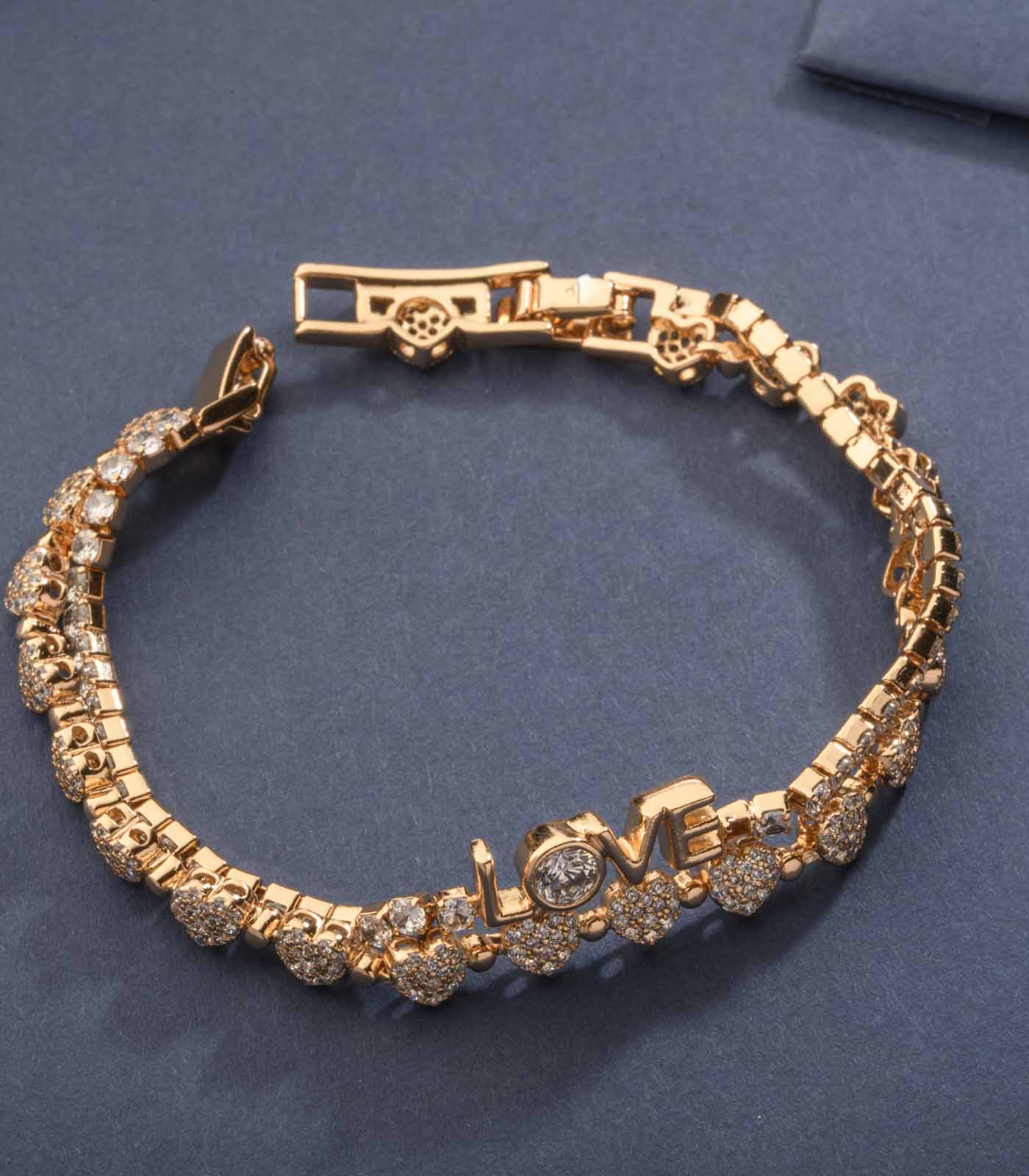 Decorative Love And Gold Hearts Bracelet (Brass)