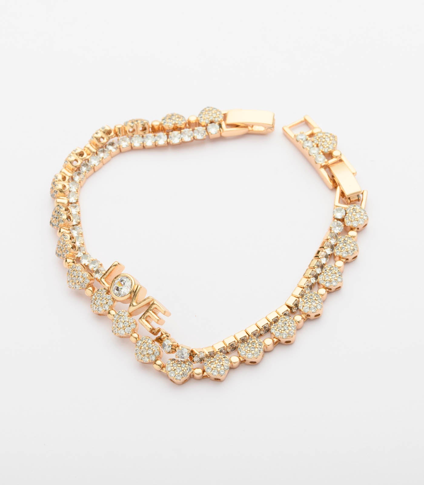 Decorative Love And Gold Hearts Bracelet (Brass)