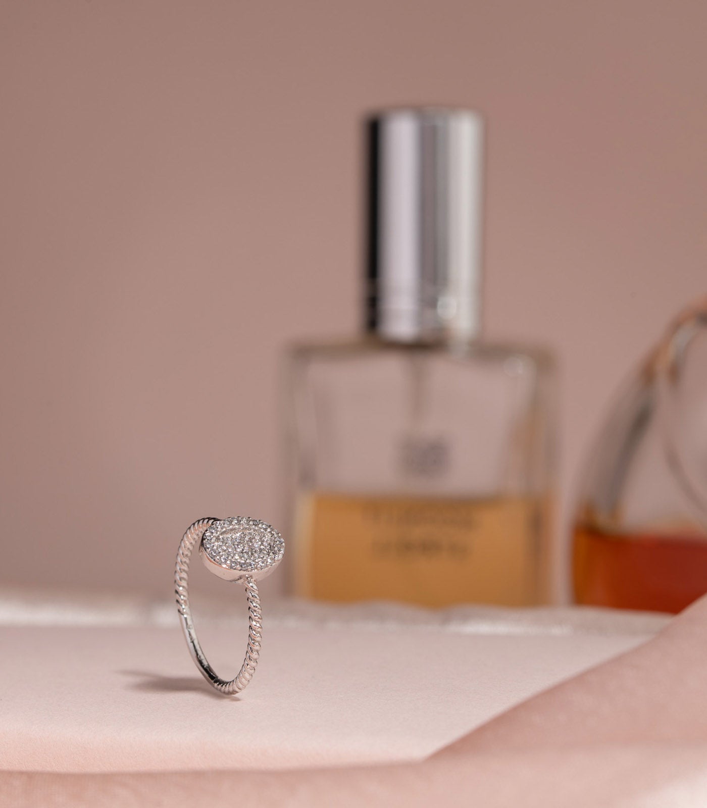 Delicate Eternity Halo SIlver Color Band (Brass)