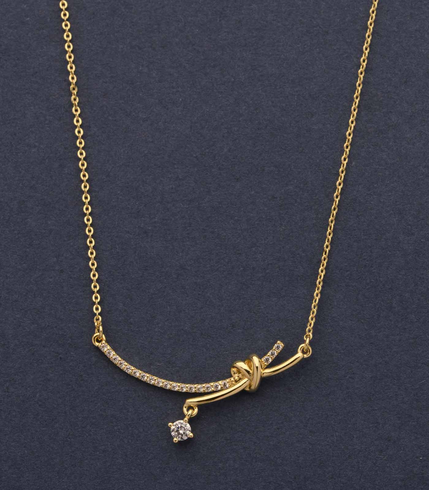 Delicate Golden Knot Of Gemstone Necklace (Brass)