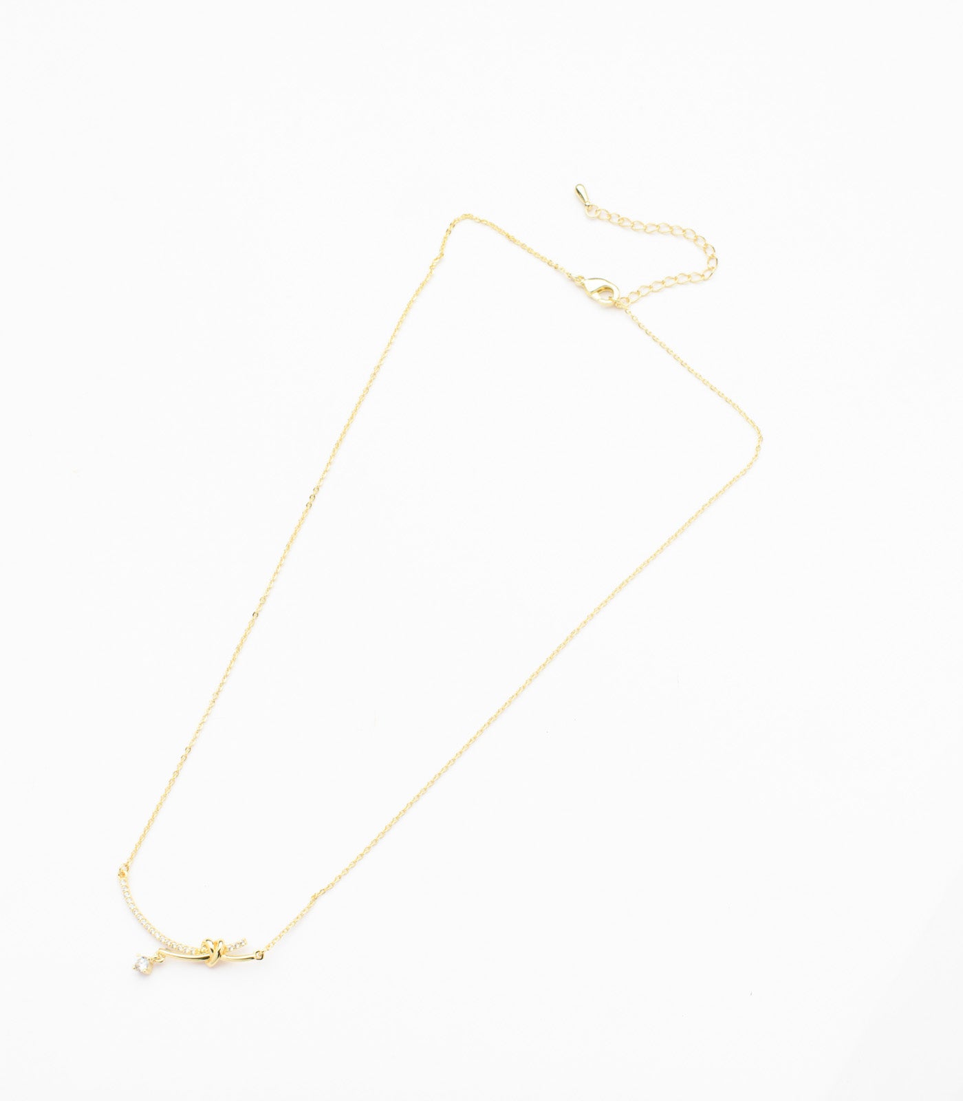 Delicate Golden Knot Of Gemstone Necklace (Brass)