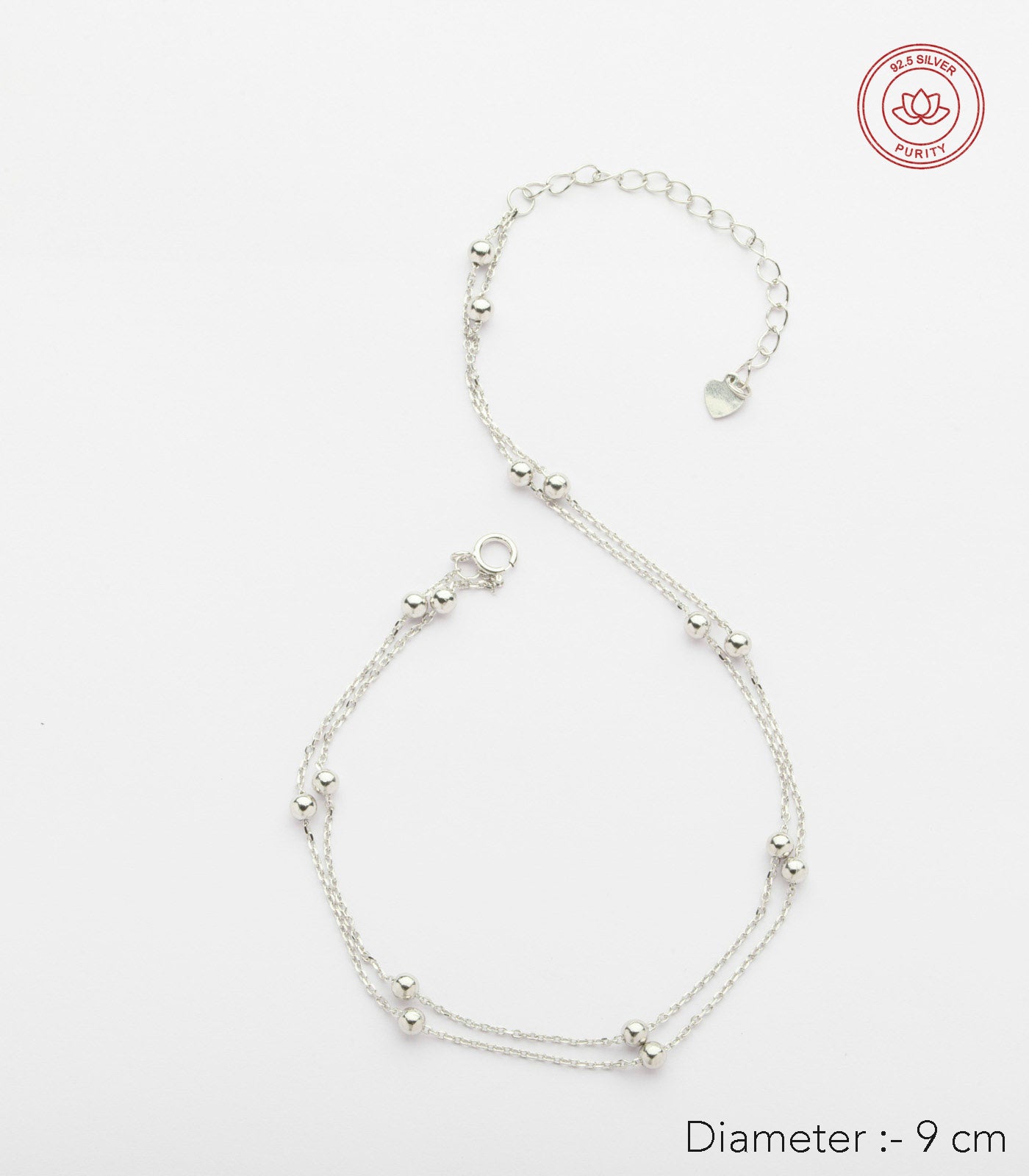 Delicate String Of Silver Balls Anklet (Silver)