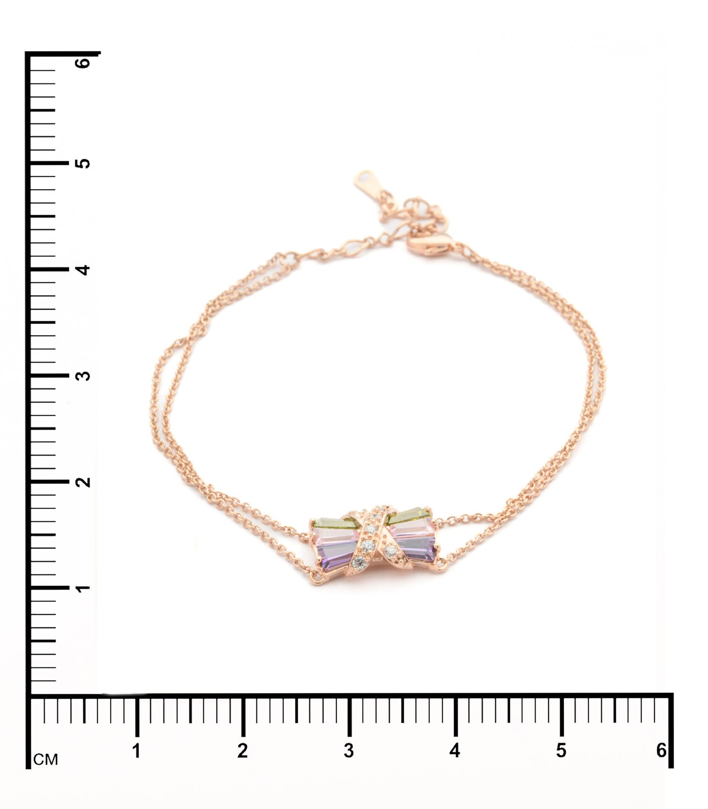 Delicate Triplet Of Colorful Gem Stones Bracelet (Brass)