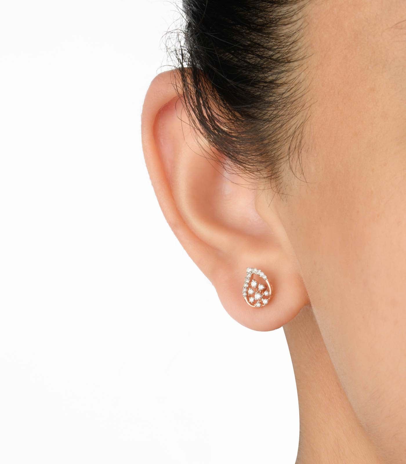 Diamond Dewdrop Leaf Earrings