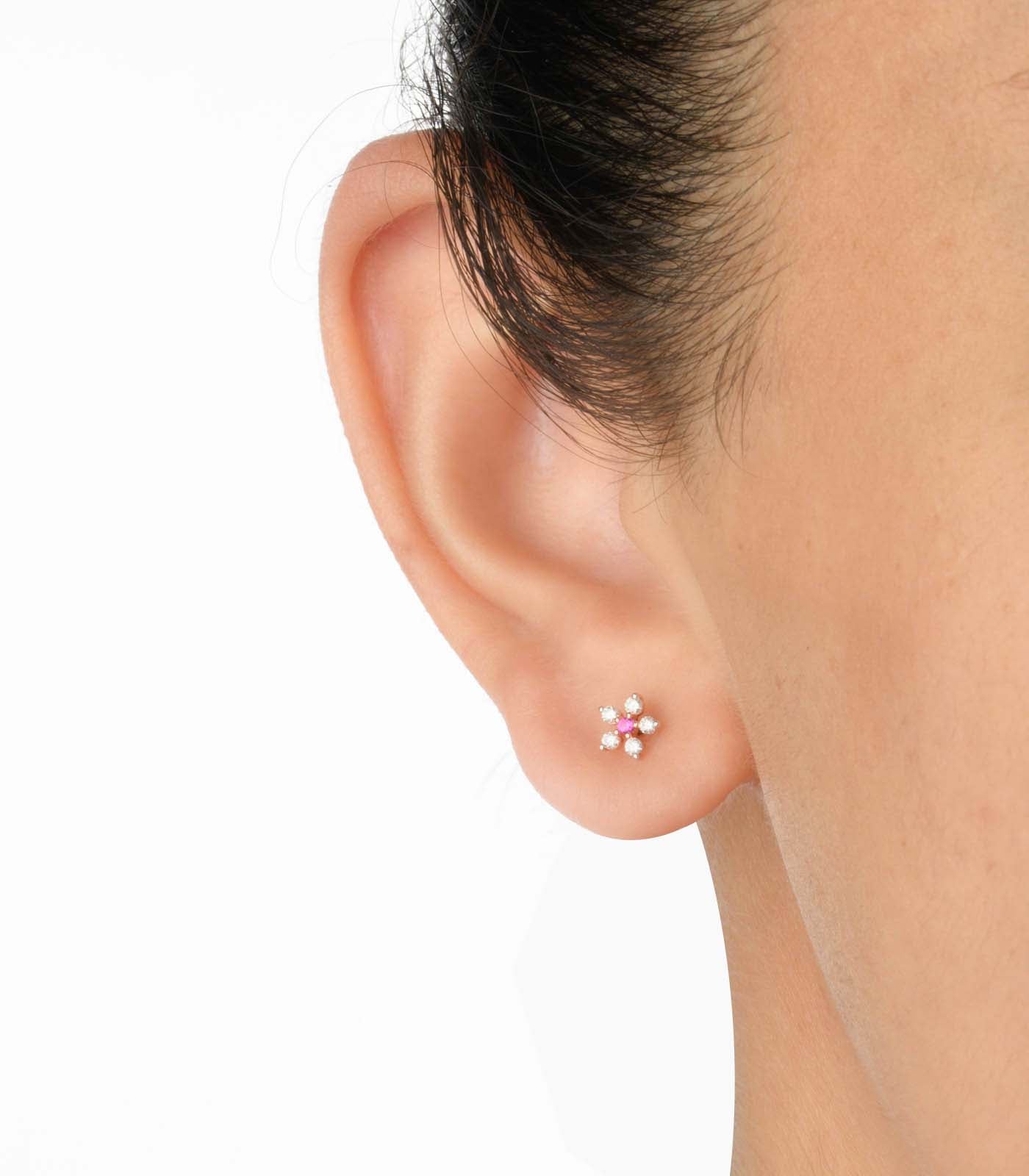 Diamond Catharanthus roseus Earrings