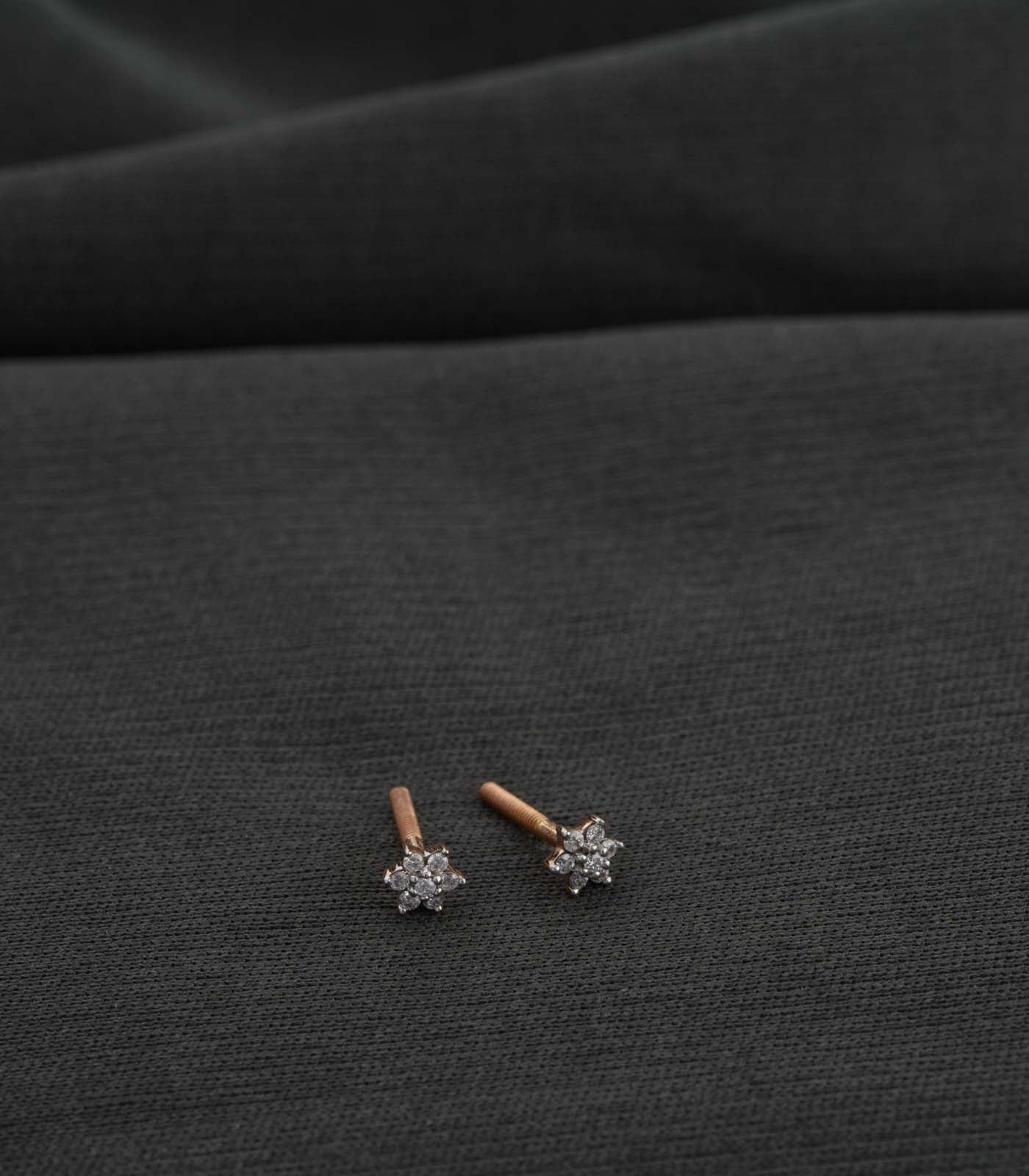 Diamond Tiny Chamomile Earrings