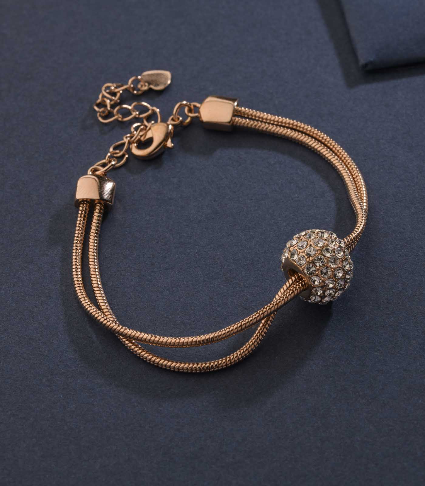Elegant Golden knot Of Shiny Stone Bracelet (Brass)