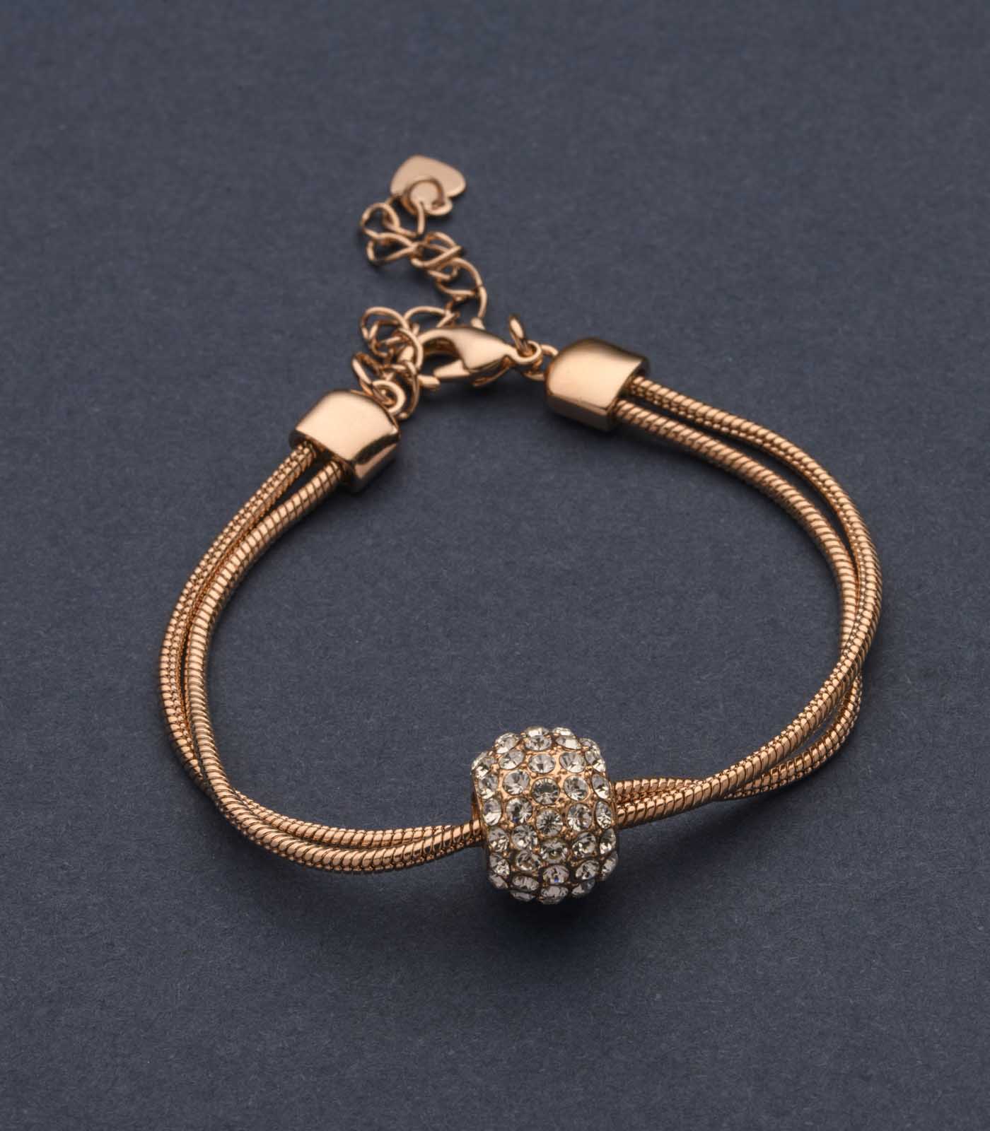 Elegant Golden knot Of Shiny Stone Bracelet (Brass)