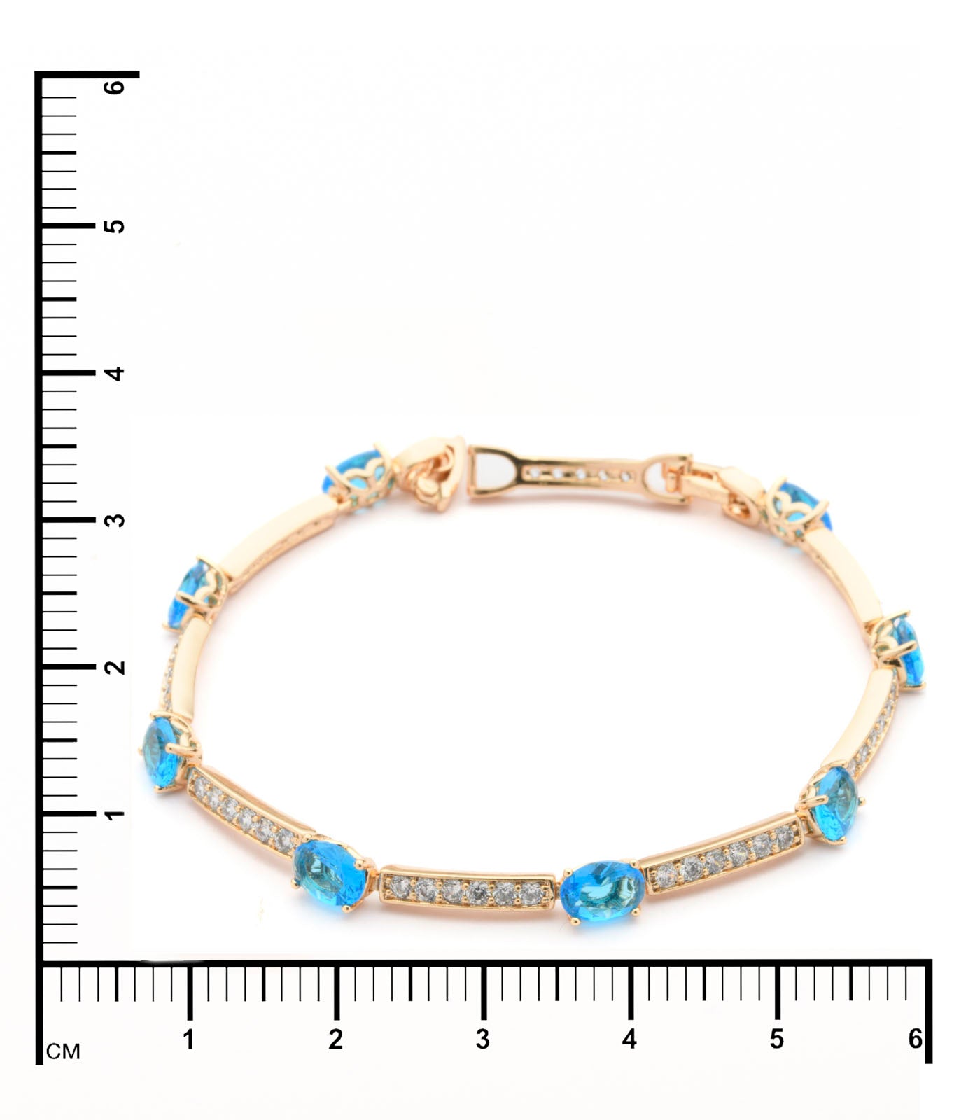 Exceptional Golden Bridges Of Blue Gemstones Bracelet (Brass)