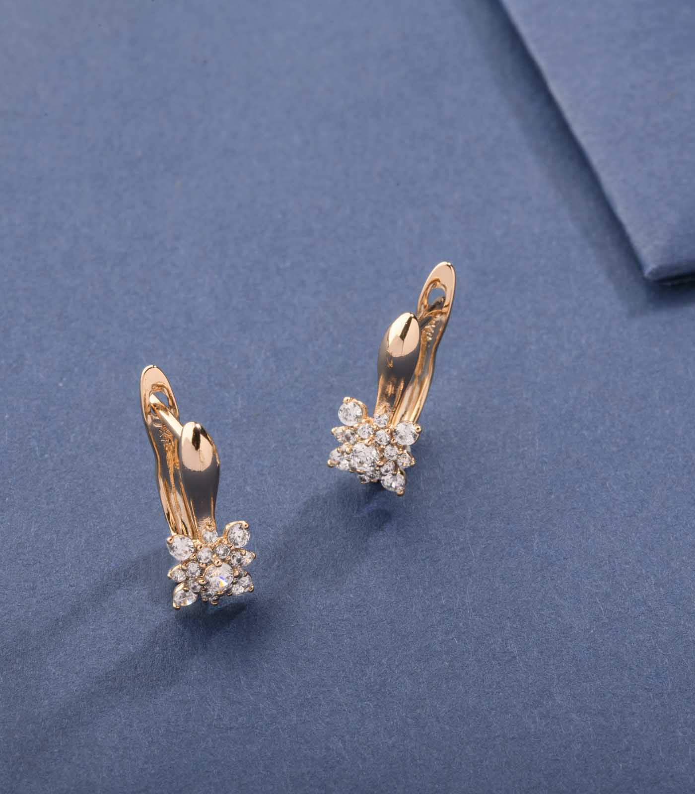 Exquisite Flowers Of The Sparkly Gems Earrings (Brass)