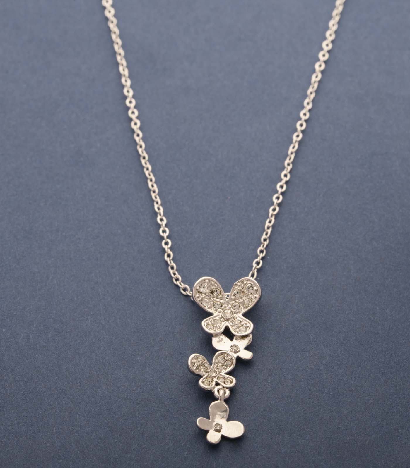 Eye-Catching Pendant Of Falling Flowers Necklace (Brass)