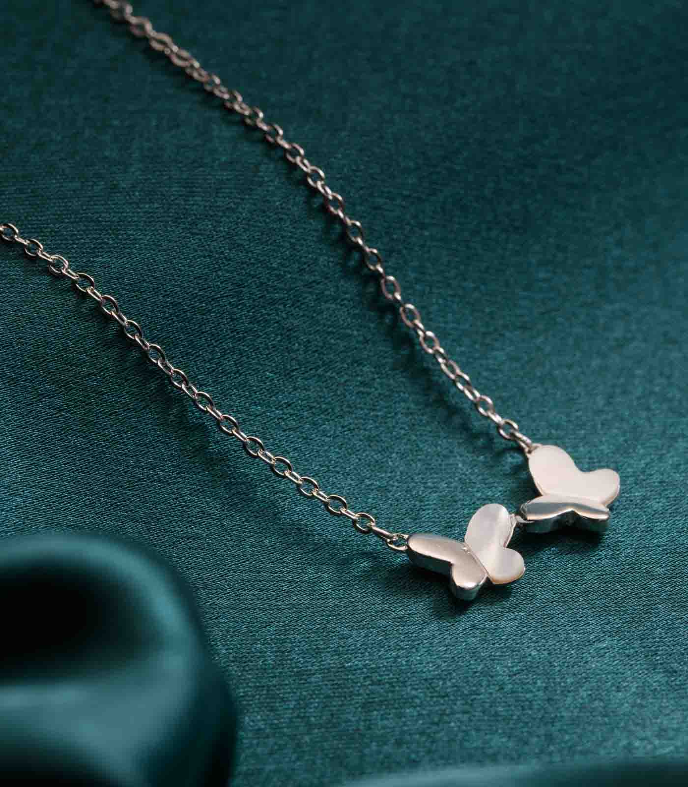 Twin Butterfly Necklace (Silver)