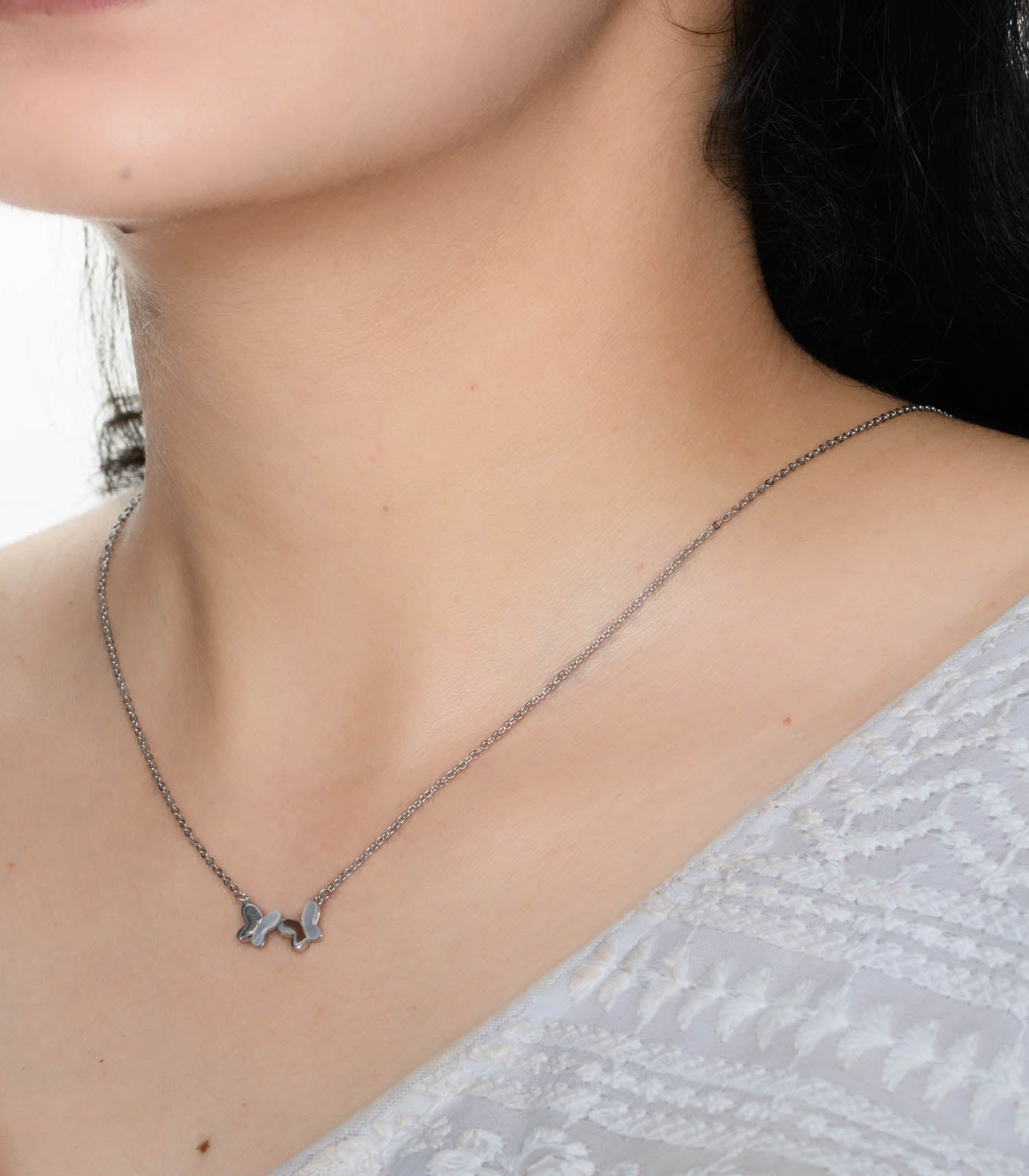 Twin Butterfly Necklace (Silver)