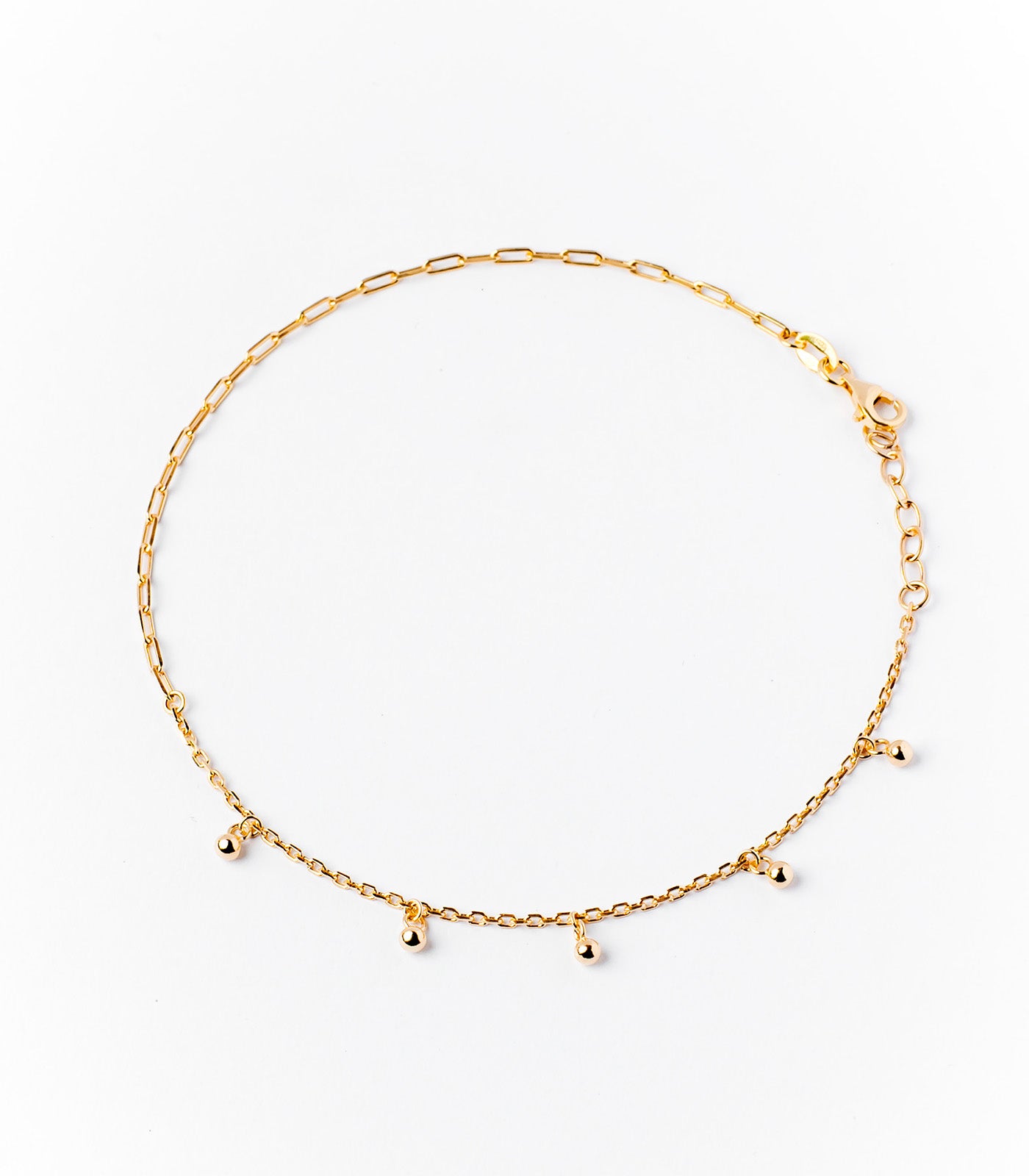Shiny Orbs Gold Colored Anklet (Silver)