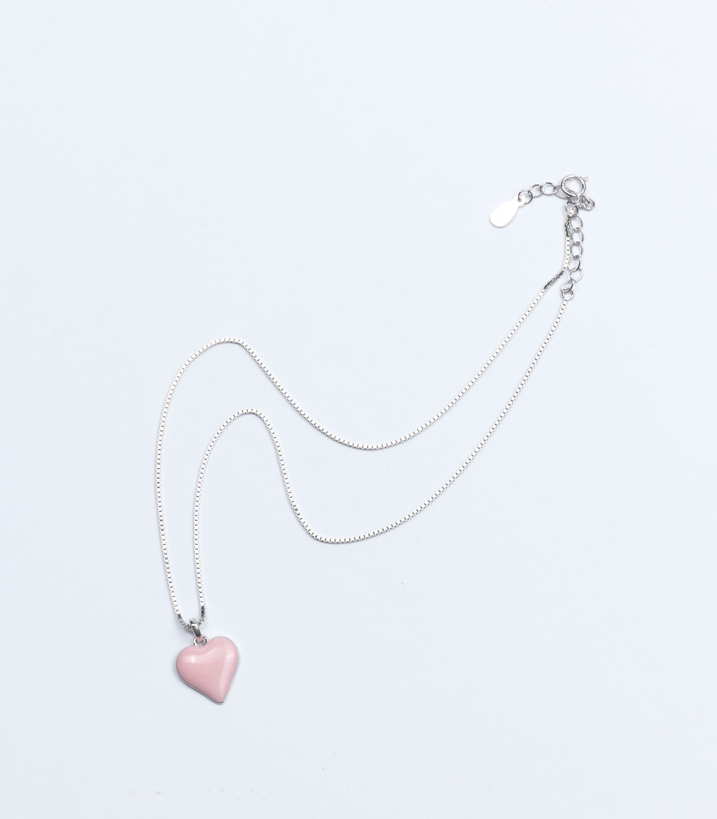 Pink Heart Necklace (Silver)