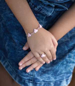 Pink Heart Bracelet (Silver)