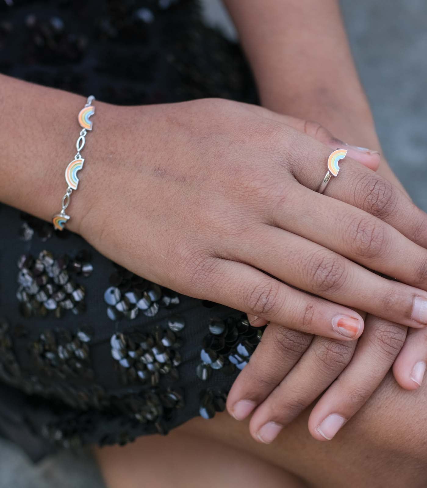 Rainbow Finger Ring (Silver)